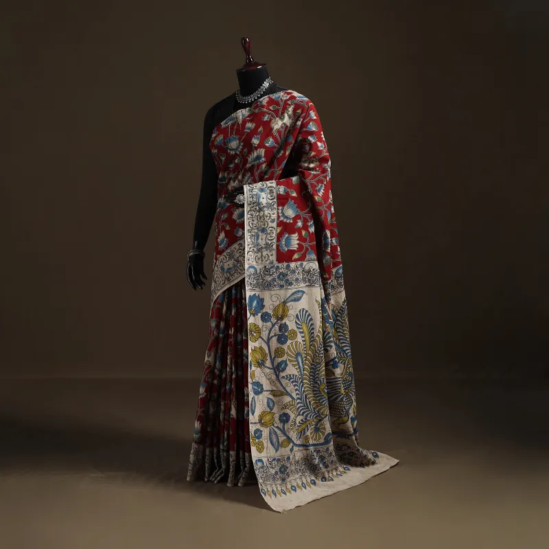 Kalamkari Printed Pure Mul Cotton Saree 23 made by Itokri