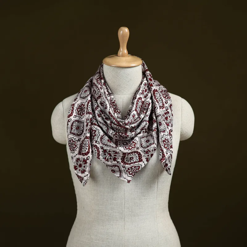 Maroon - Bagh Hand Block Print Modal Silk Scarf 40 made by Itokri