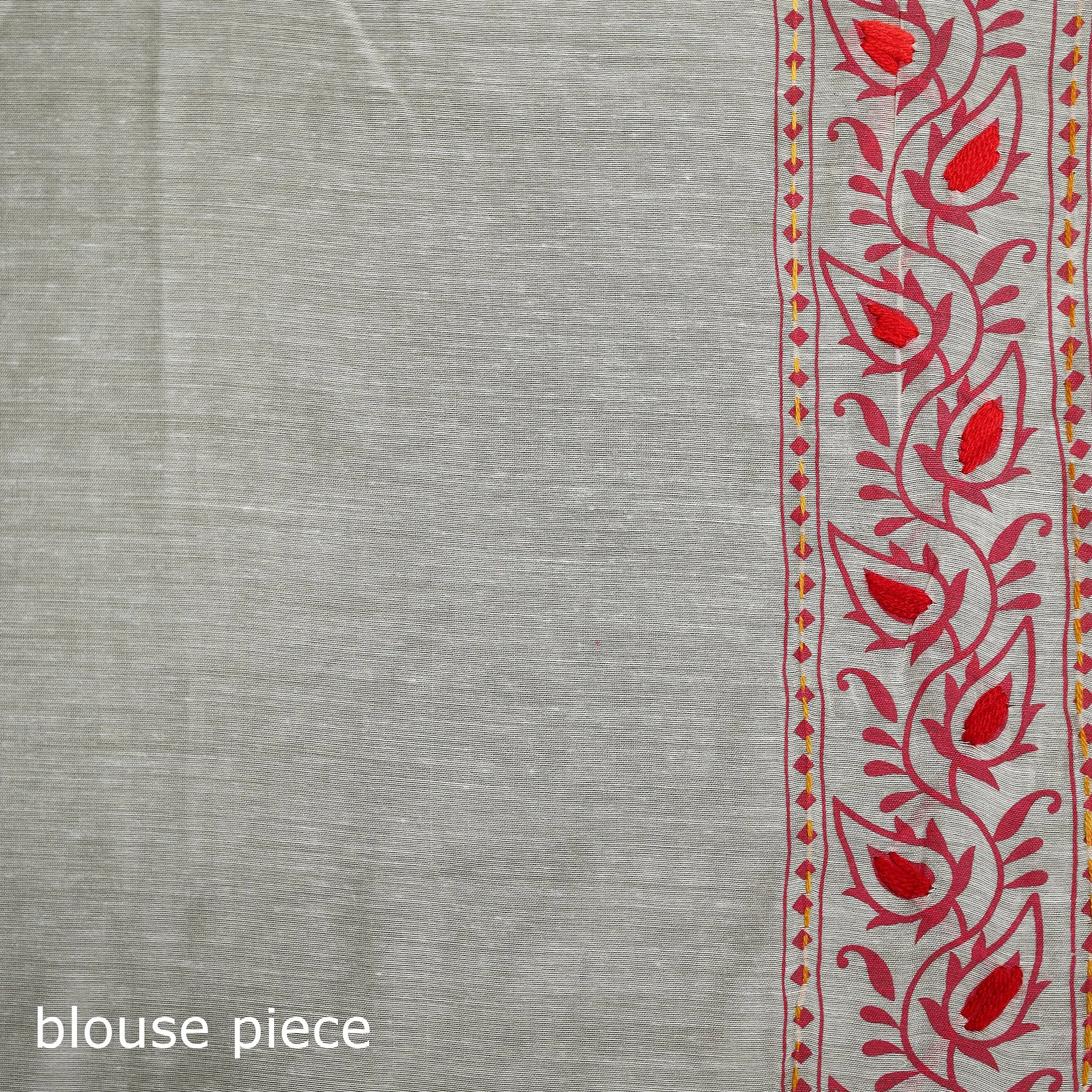 White - Phulkari Hand Embroidered Chanderi Silk Chapa Work Saree 10 sold by Itokri product image thumbnail 5