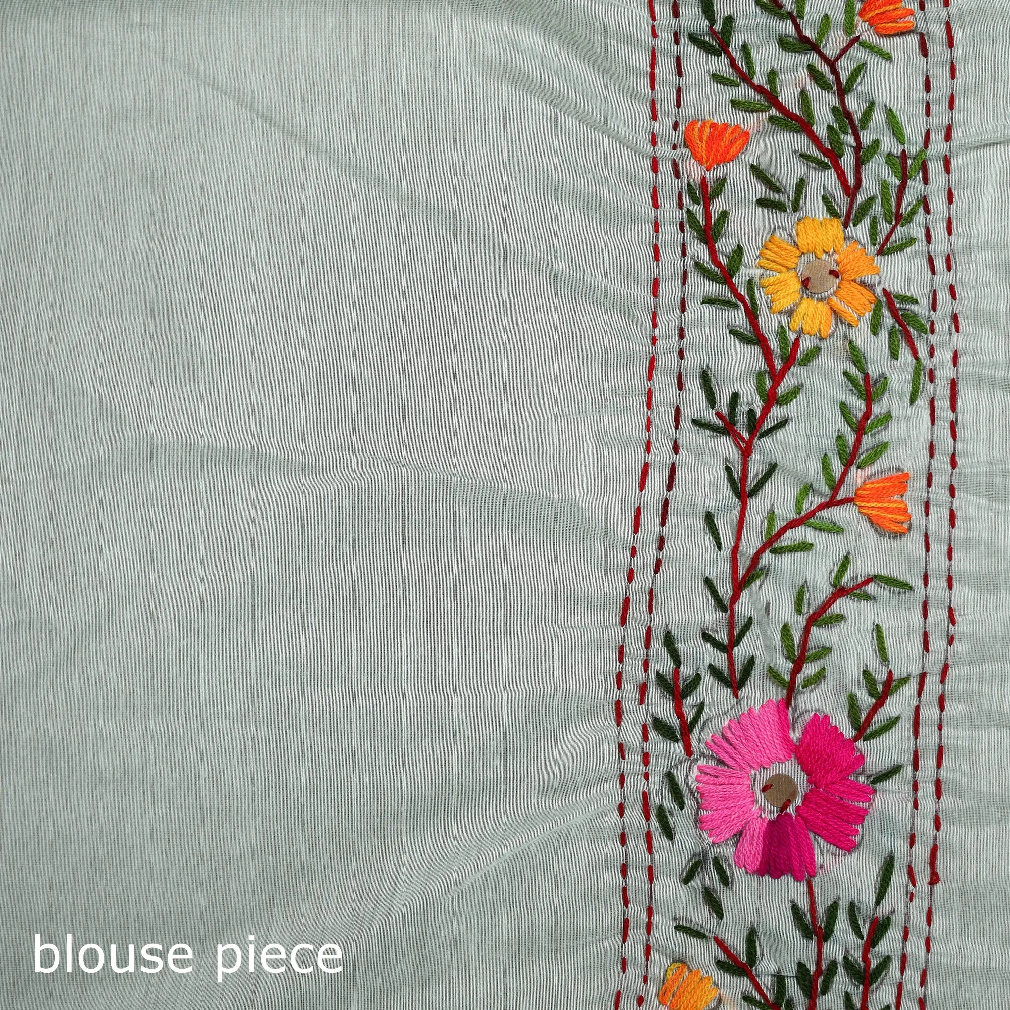 Phulkari Hand Embroidered Chanderi Silk Chapa Work Saree 05 sold by Itokri product image thumbnail 4