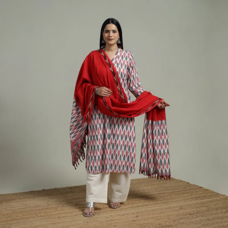 Pochampally Ikat Cotton Suit Set with Dupatta for women 20 made by Itokri
