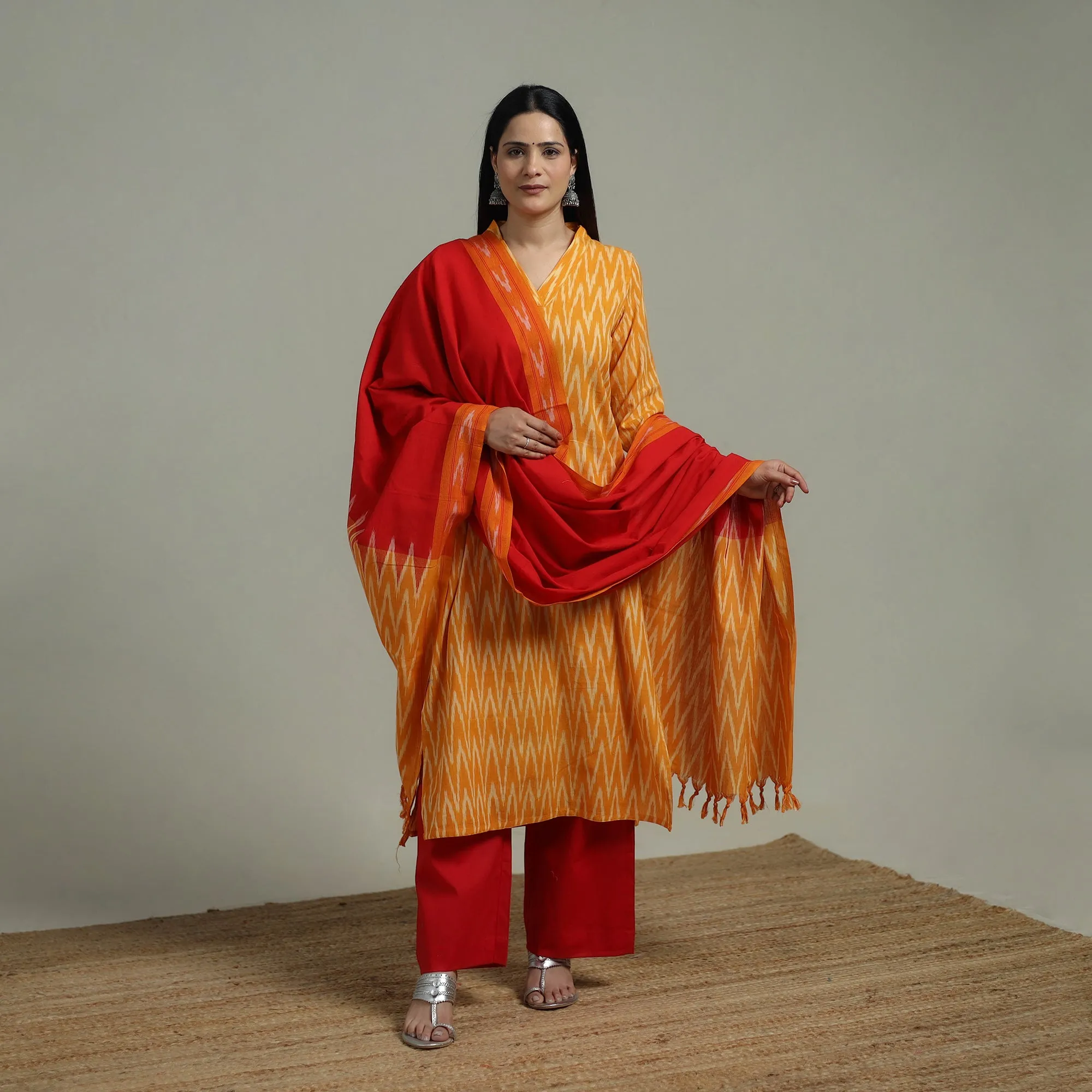 Pochampally Ikat Cotton Suit Set with Dupatta for women 19 sold by Itokri