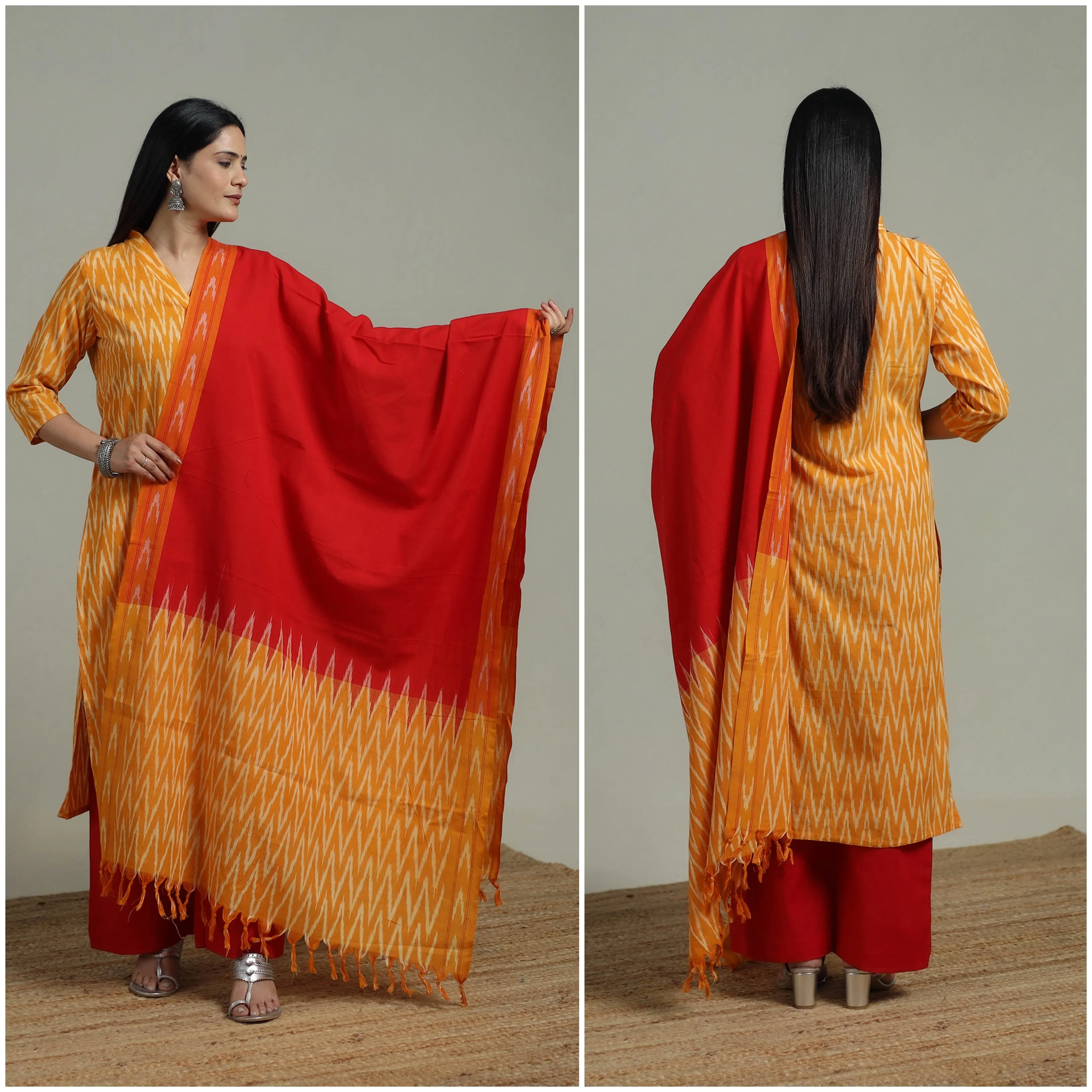 Pochampally Ikat Cotton Suit Set with Dupatta for women 19 sold by Itokri product image thumbnail 2