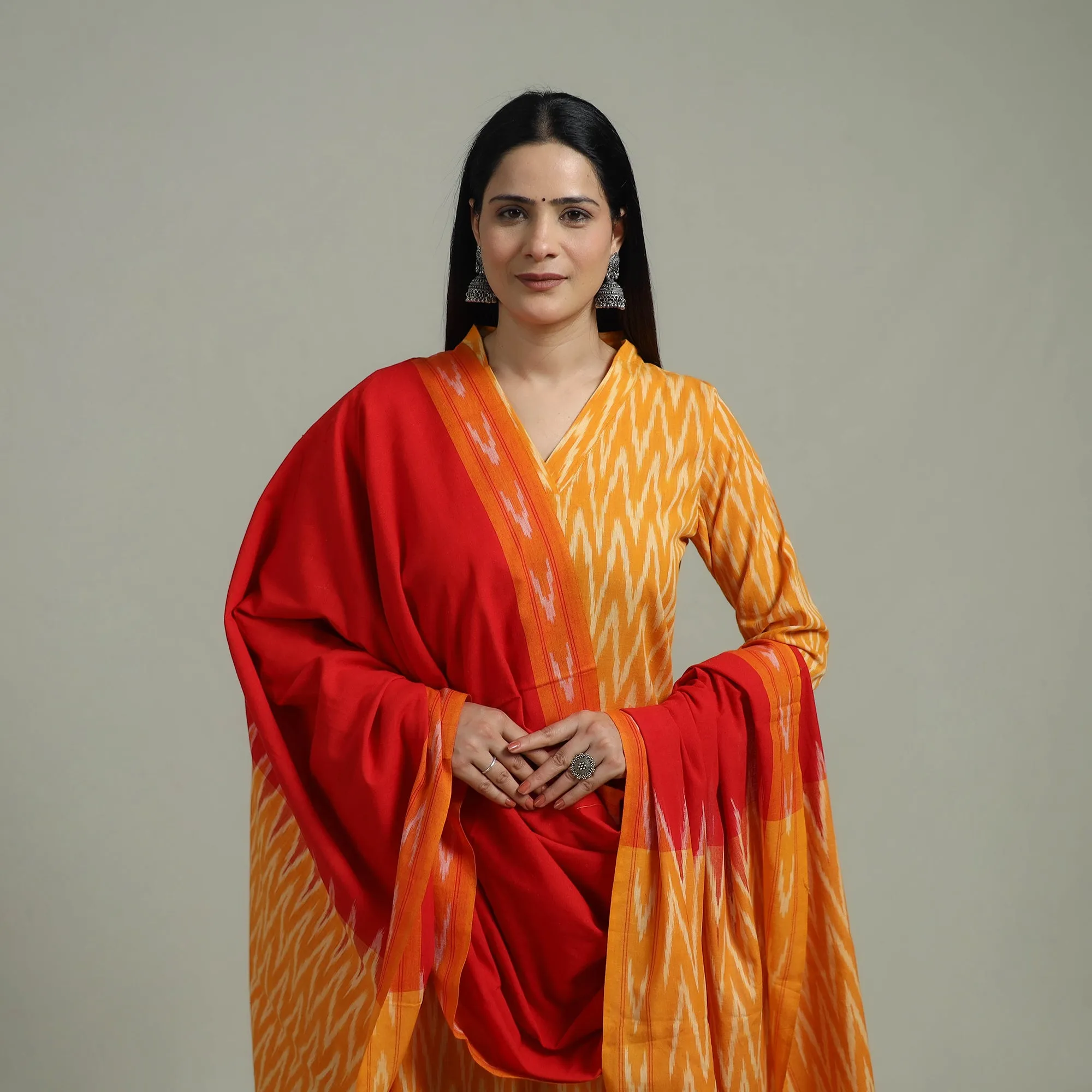 Pochampally Ikat Cotton Suit Set with Dupatta for women 19 sold by Itokri product image thumbnail 3