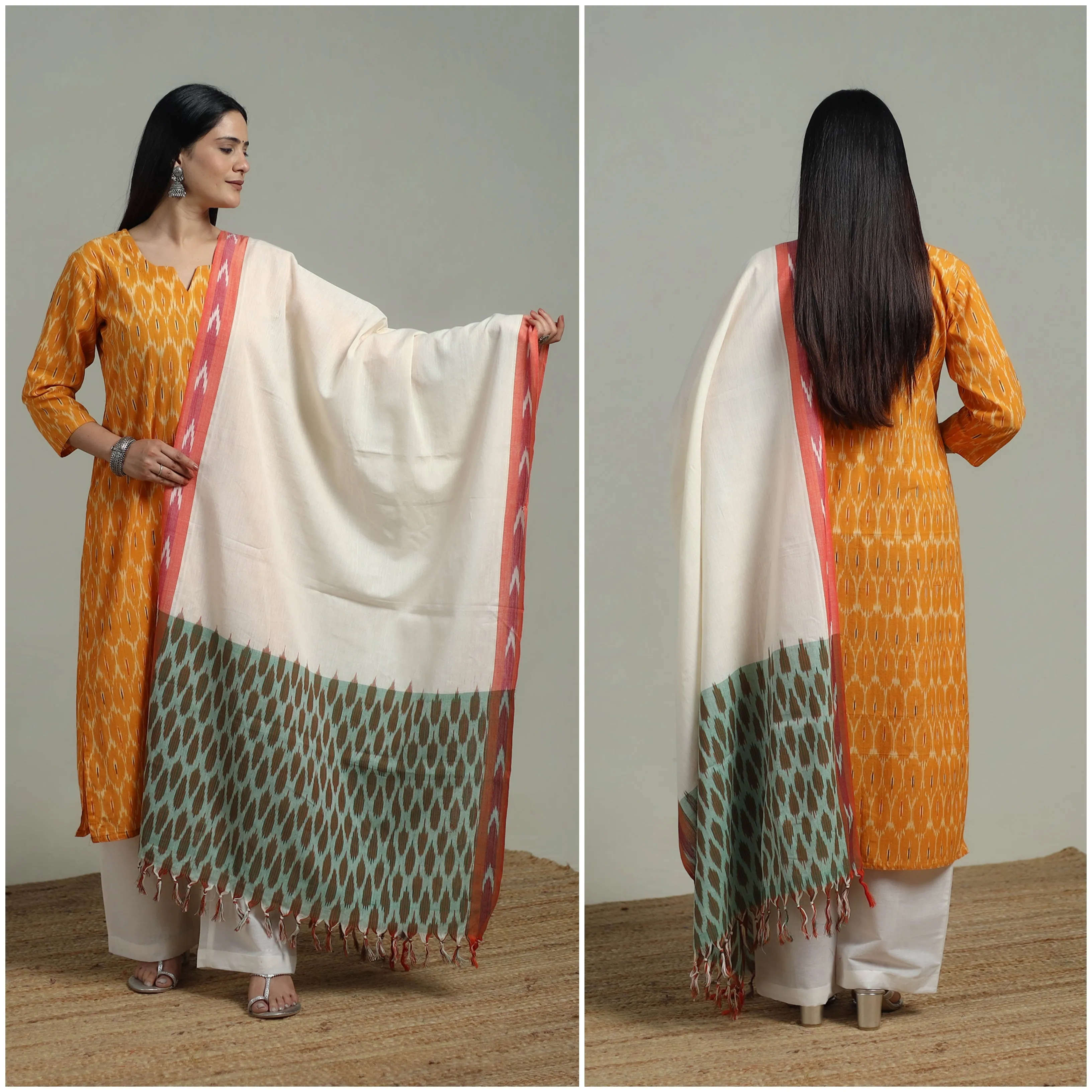 Pochampally Ikat Cotton Suit Set with Dupatta for women 16 sold by Itokri product image thumbnail 2