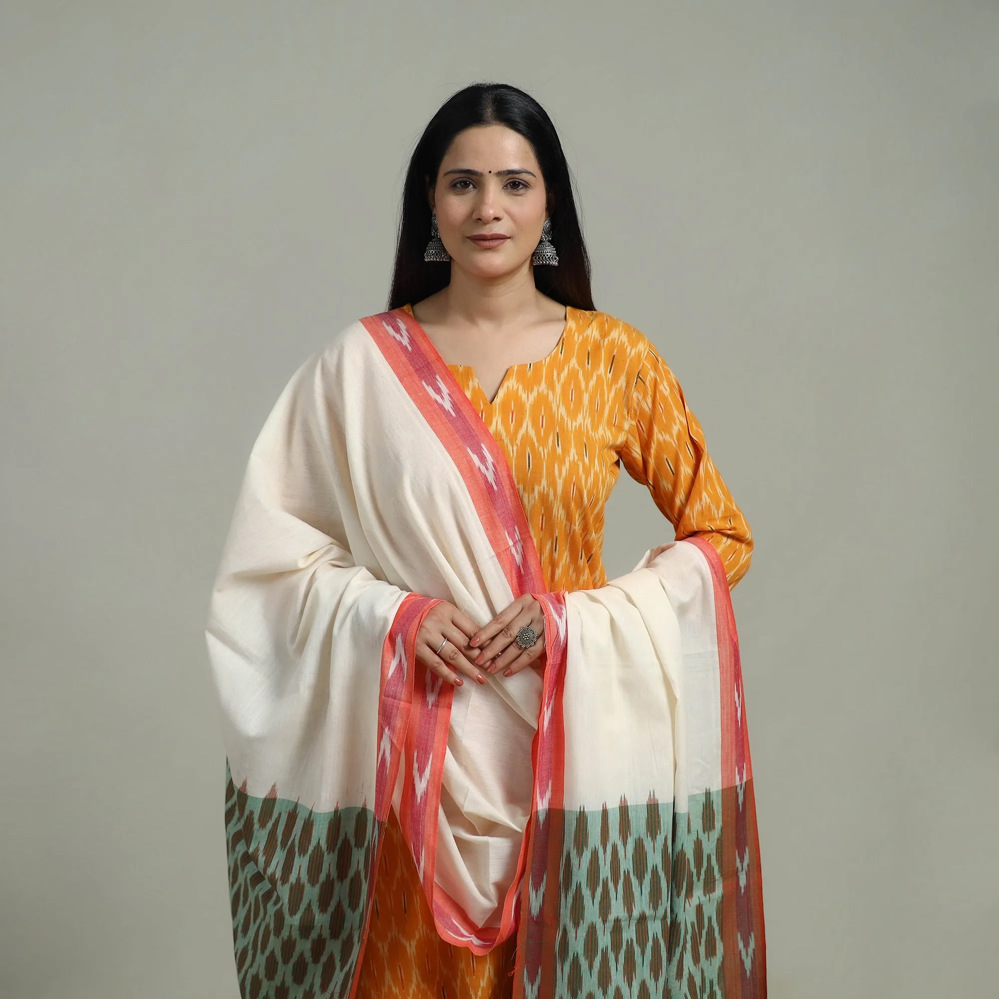 Pochampally Ikat Cotton Suit Set with Dupatta for women 16 sold by Itokri product image thumbnail 3