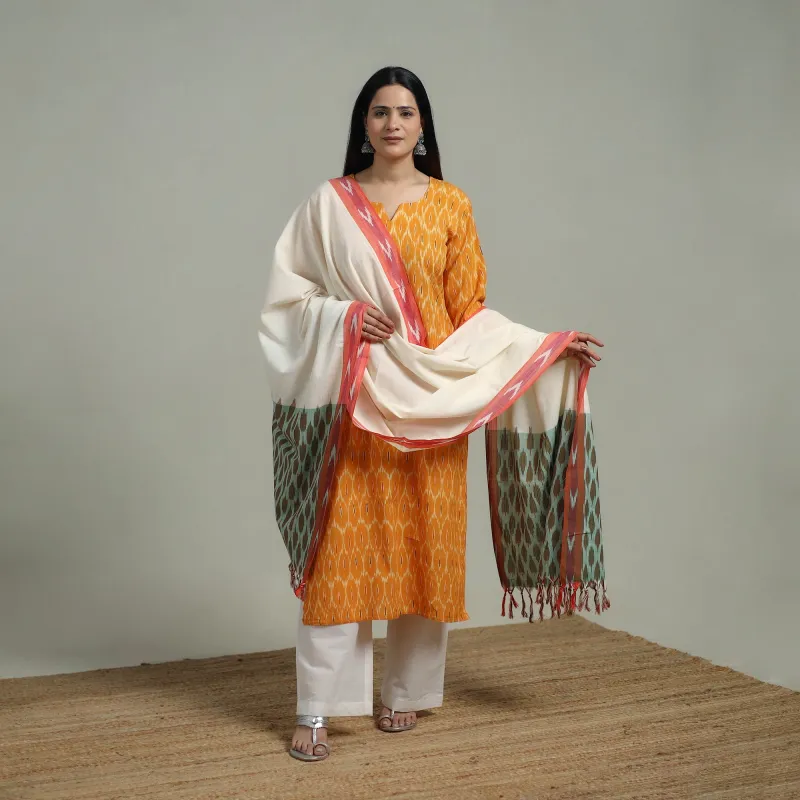 Pochampally Ikat Cotton Suit Set with Dupatta for women 16 made by Itokri