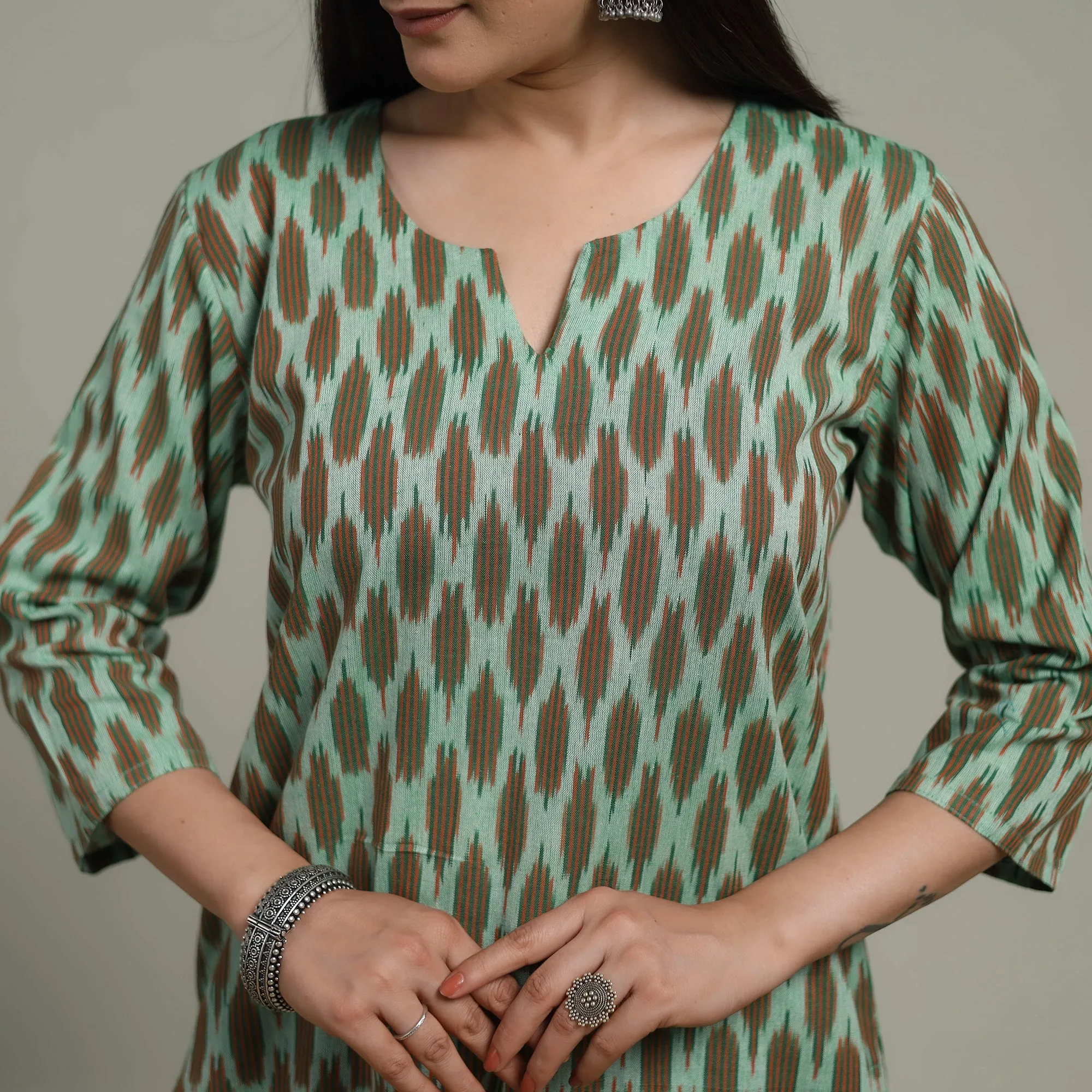 Pochampally Ikat Cotton Suit Set with Dupatta for women 15 sold by Itokri product image thumbnail 4