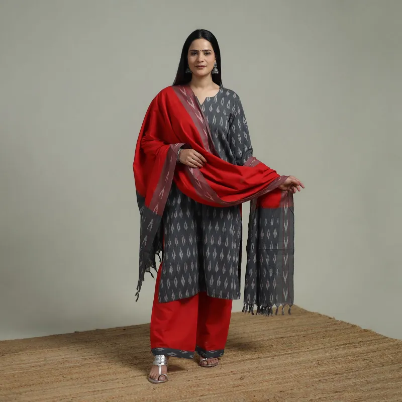 Pochampally Ikat Cotton Suit Set with Dupatta for women 13 made by Itokri