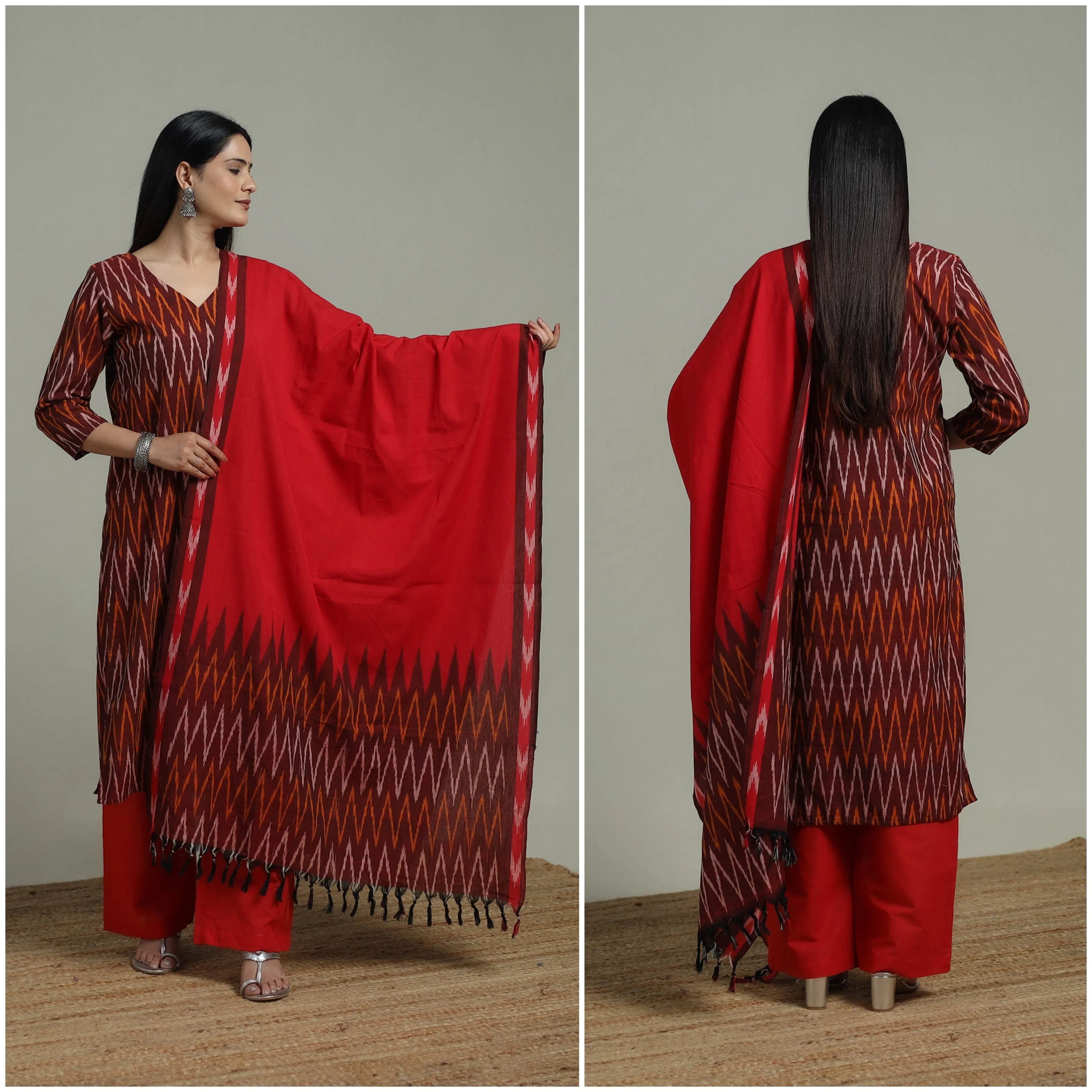 Pochampally Ikat Cotton Suit Set with Dupatta for women 11 sold by Itokri product image thumbnail 2
