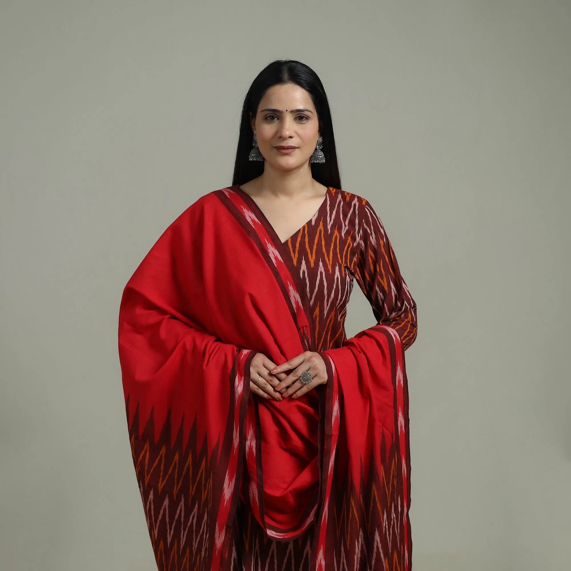 Pochampally Ikat Cotton Suit Set with Dupatta for women 11 sold by Itokri product image thumbnail 3