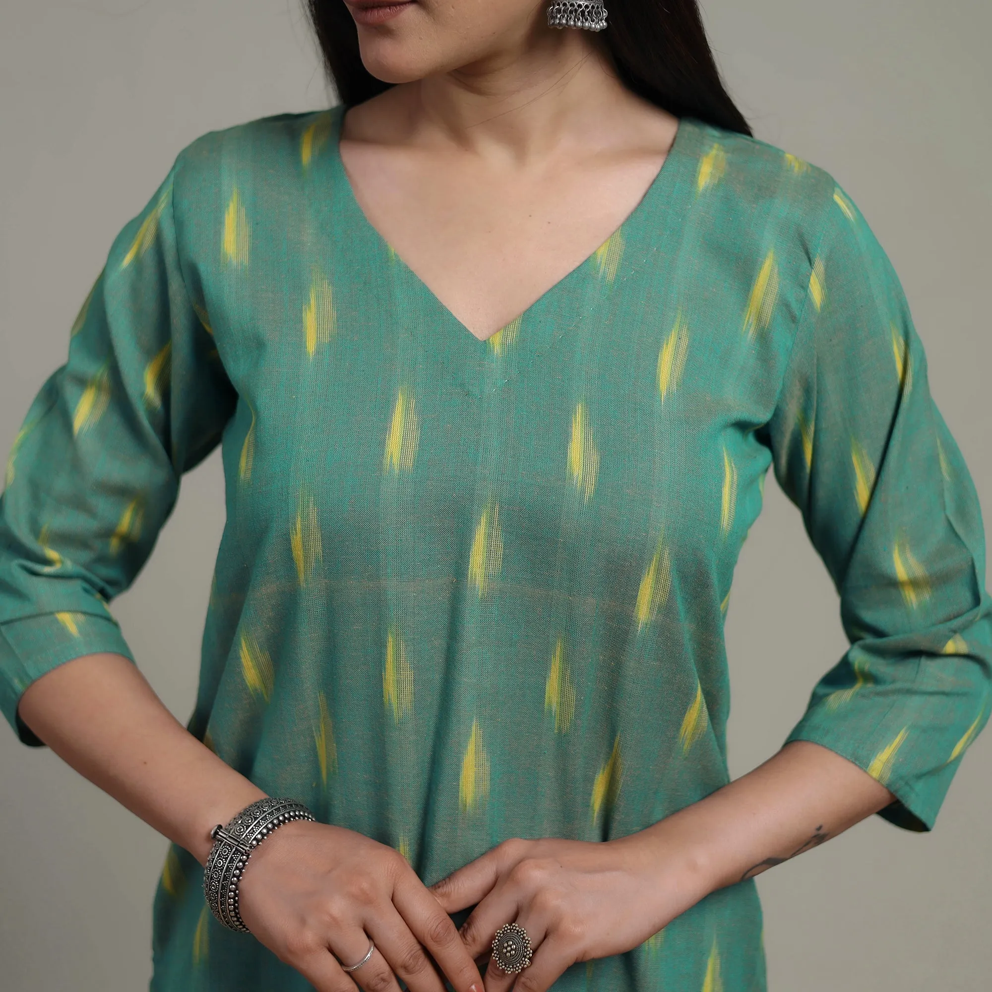 Pochampally Ikat Cotton Suit Set with Dupatta for women 10 sold by Itokri product image thumbnail 4