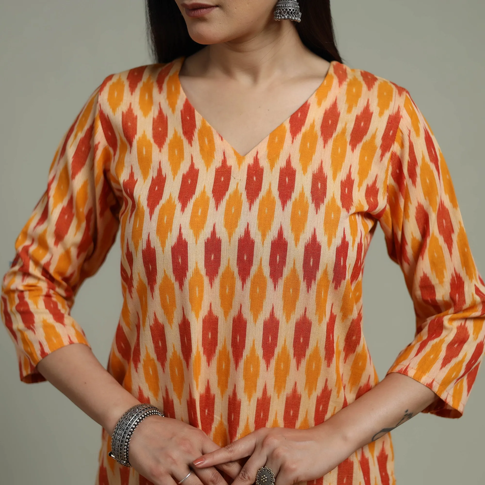 Pochampally Ikat Cotton Suit Set with Dupatta for women 08 sold by Itokri product image thumbnail 4
