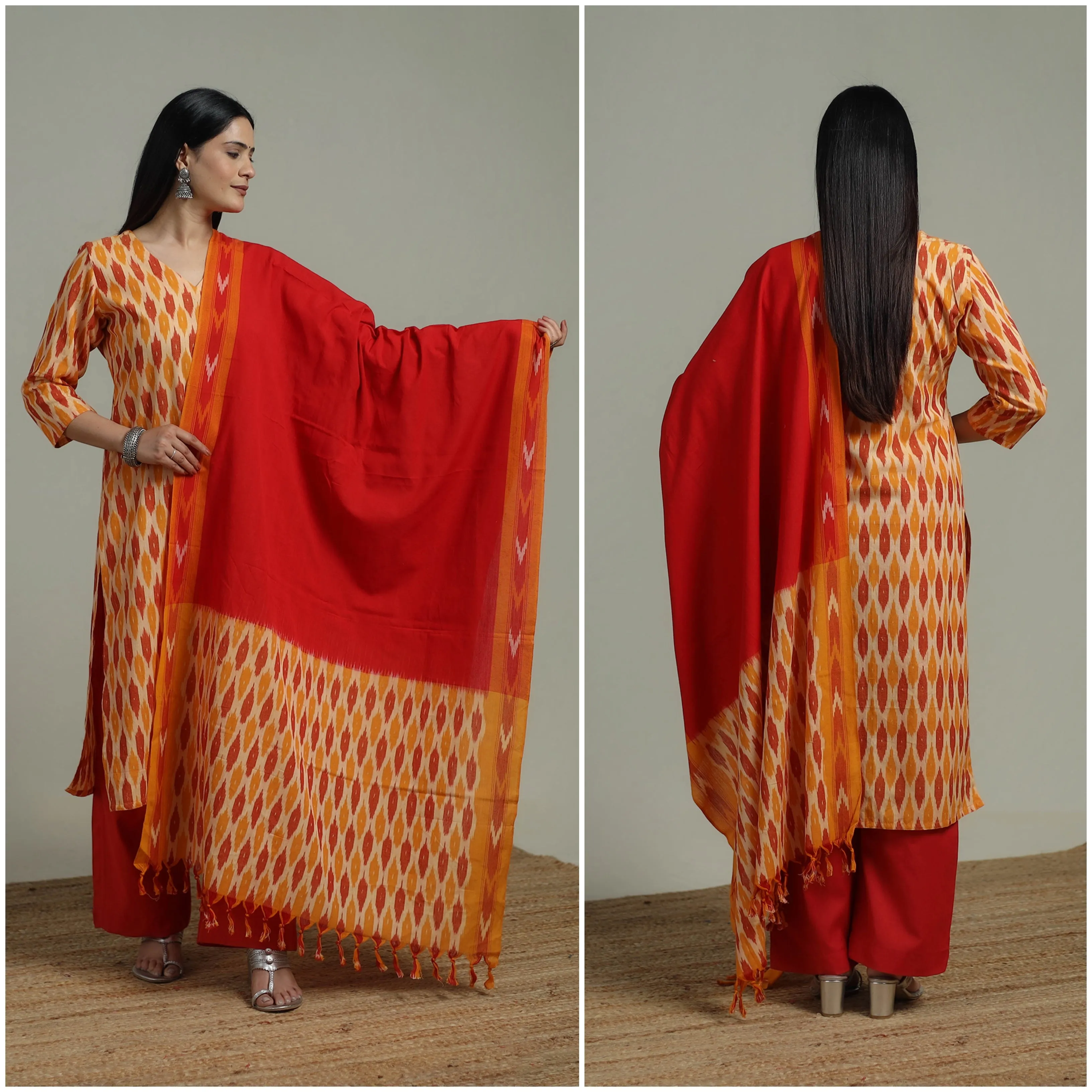 Pochampally Ikat Cotton Suit Set with Dupatta for women 08 sold by Itokri product image thumbnail 2
