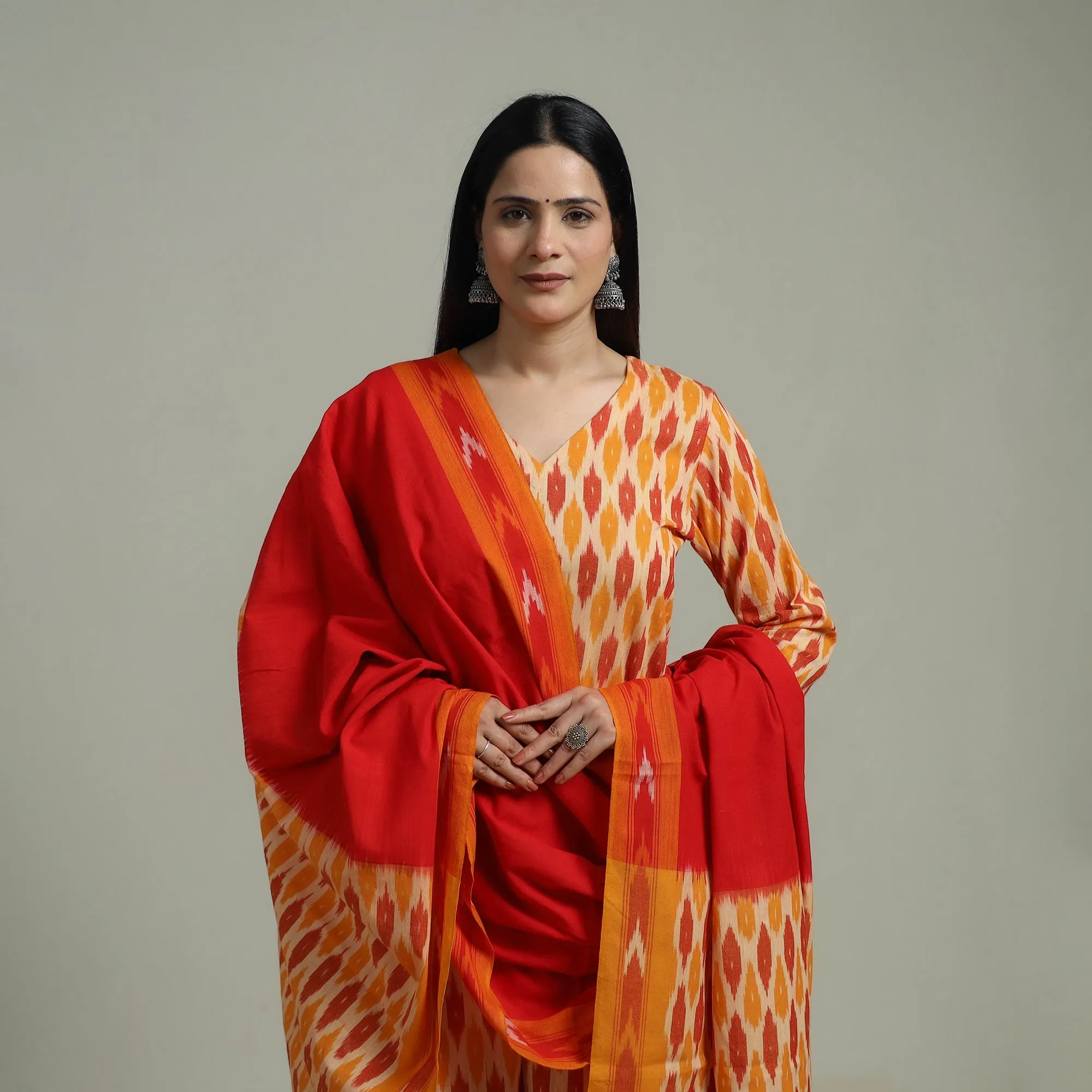 Pochampally Ikat Cotton Suit Set with Dupatta for women 08 sold by Itokri product image thumbnail 3