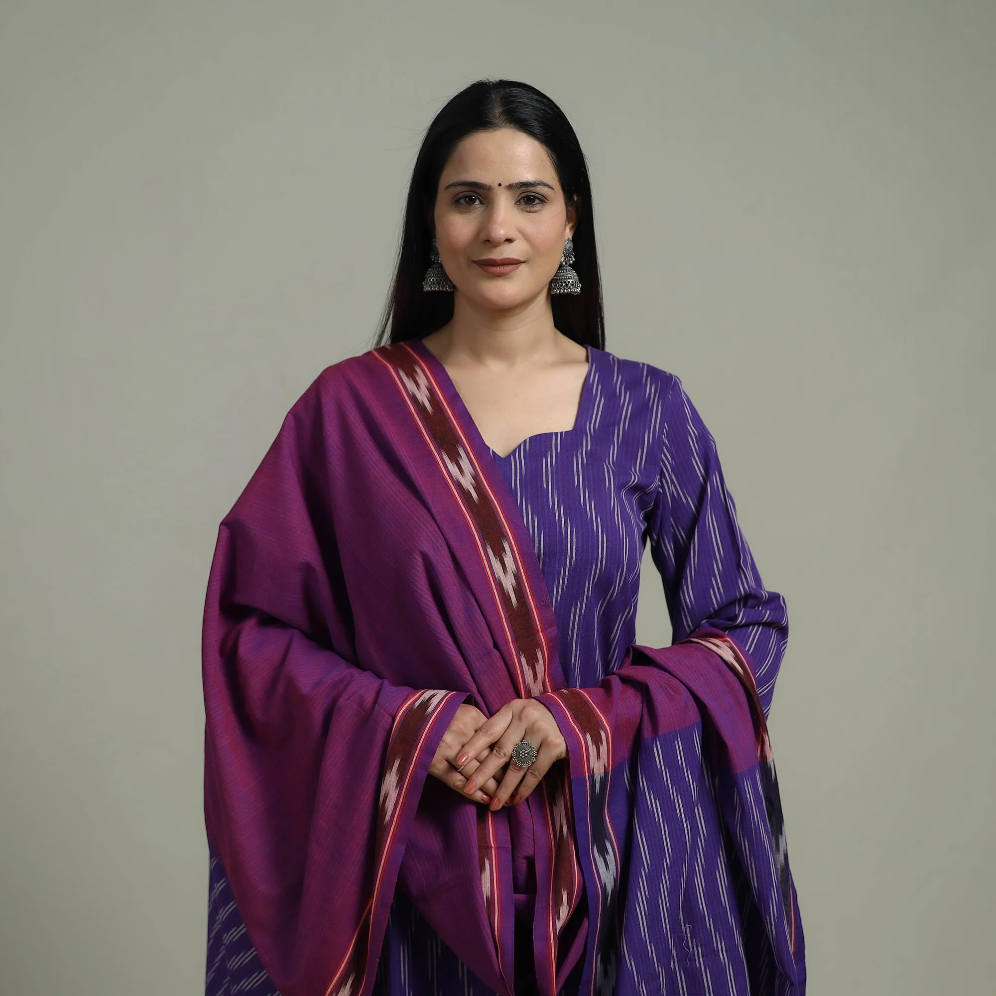 Pochampally Ikat Cotton Suit Set with Dupatta for women 04 sold by Itokri product image thumbnail 3