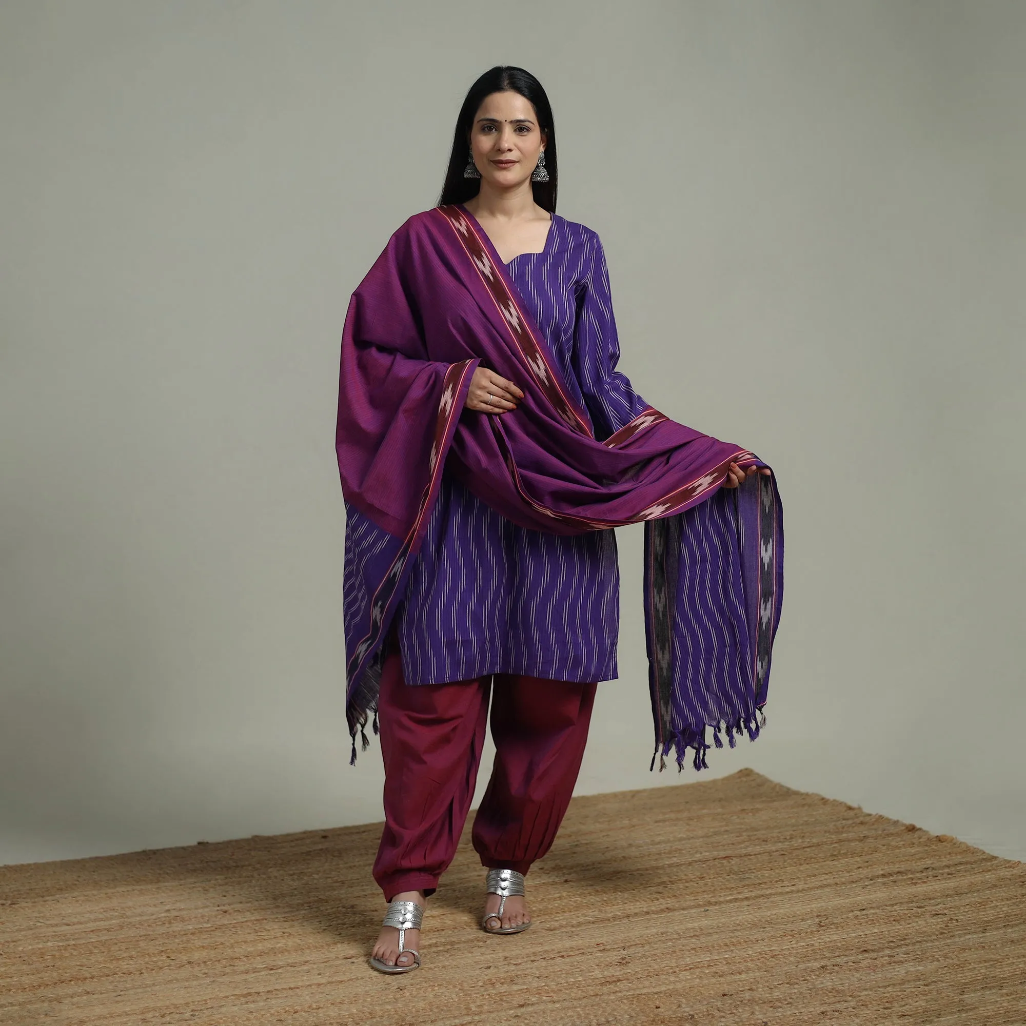 Pochampally Ikat Cotton Suit Set with Dupatta for women 04 sold by Itokri