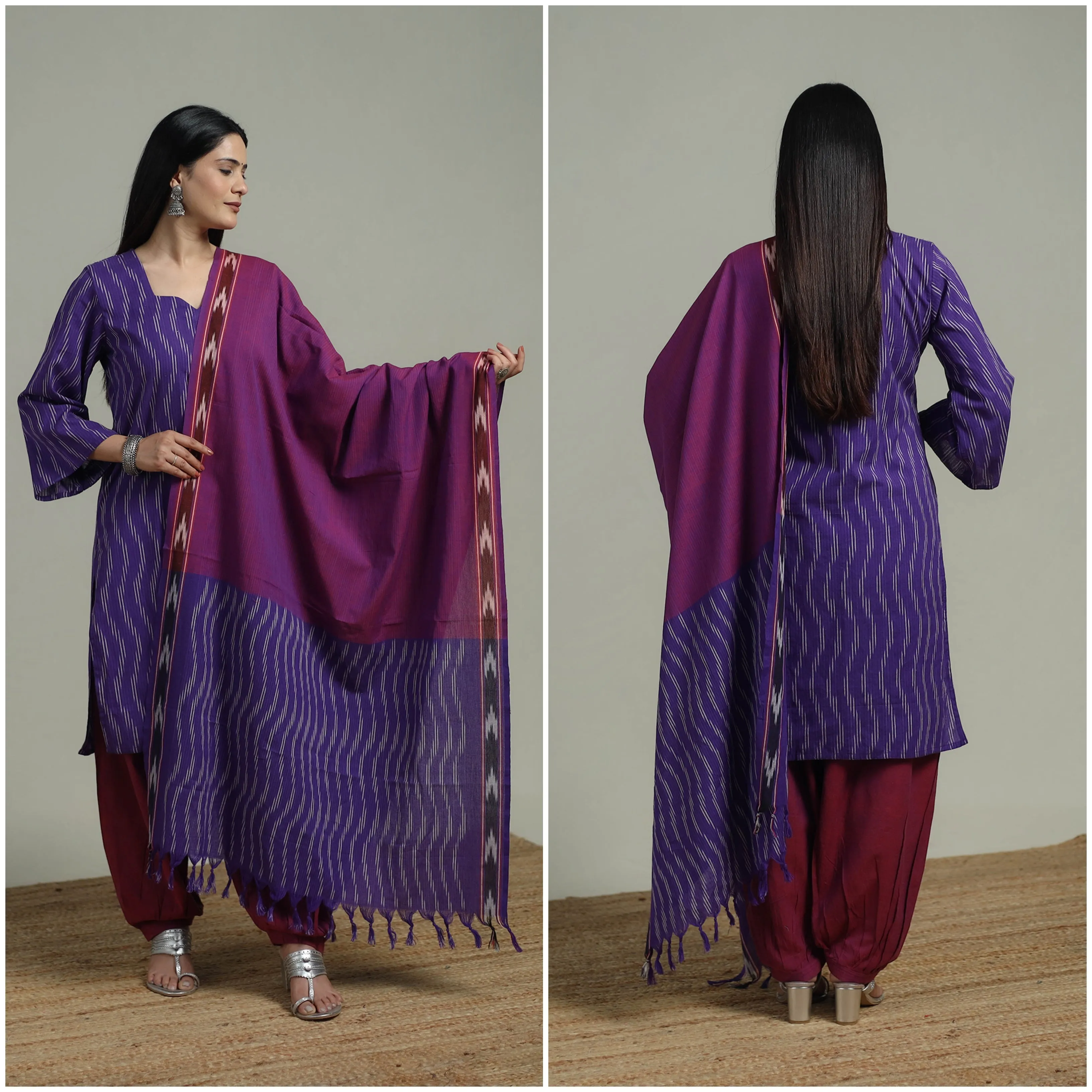 Pochampally Ikat Cotton Suit Set with Dupatta for women 04 sold by Itokri product image thumbnail 2