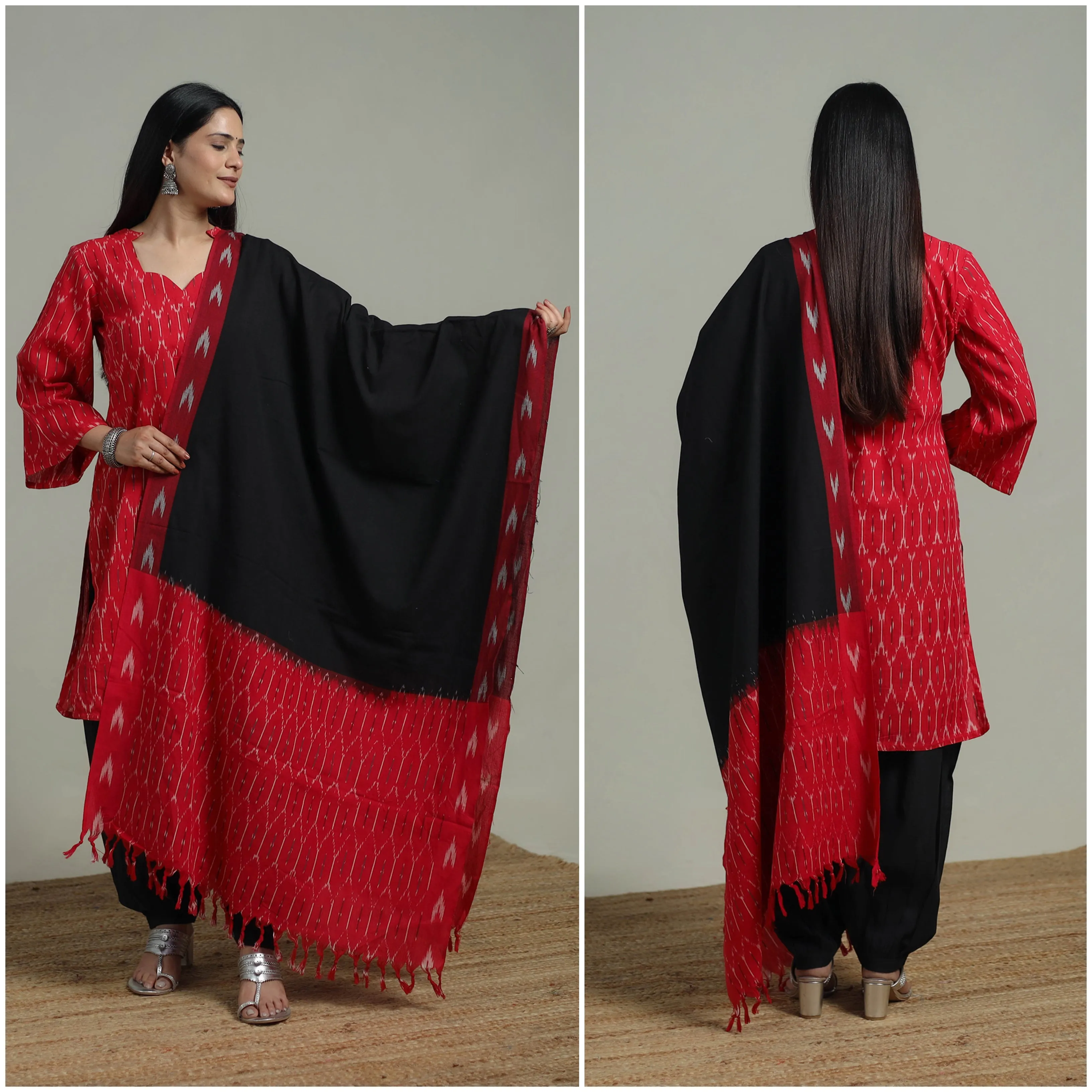 Pochampally Ikat Cotton Suit Set with Dupatta for women 01 sold by Itokri product image thumbnail 2