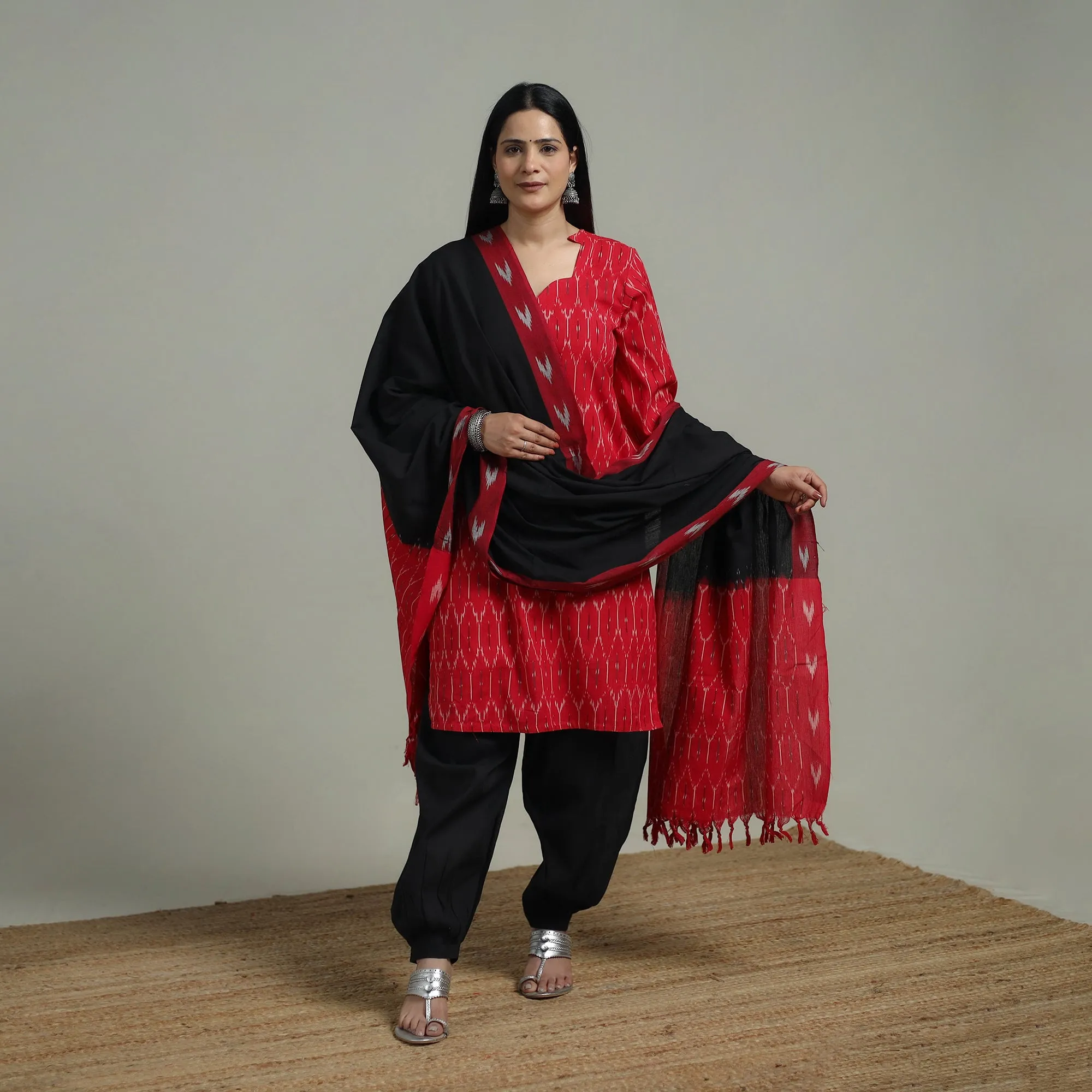 Pochampally Ikat Cotton Suit Set with Dupatta for women 01 sold by Itokri