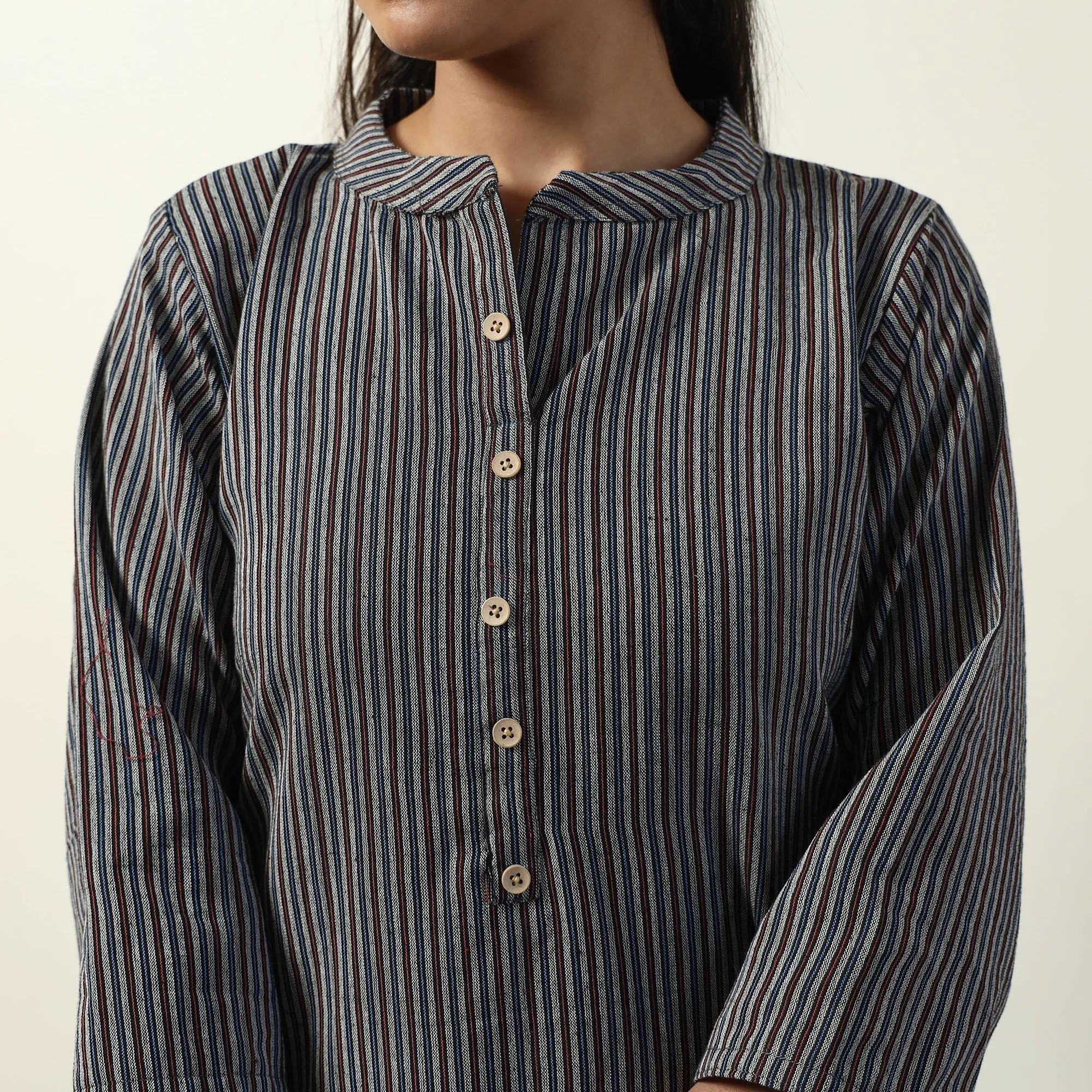 Grey - Jhiri Handloom Cotton Straight Long Kurta sold by Itokri product image thumbnail 5