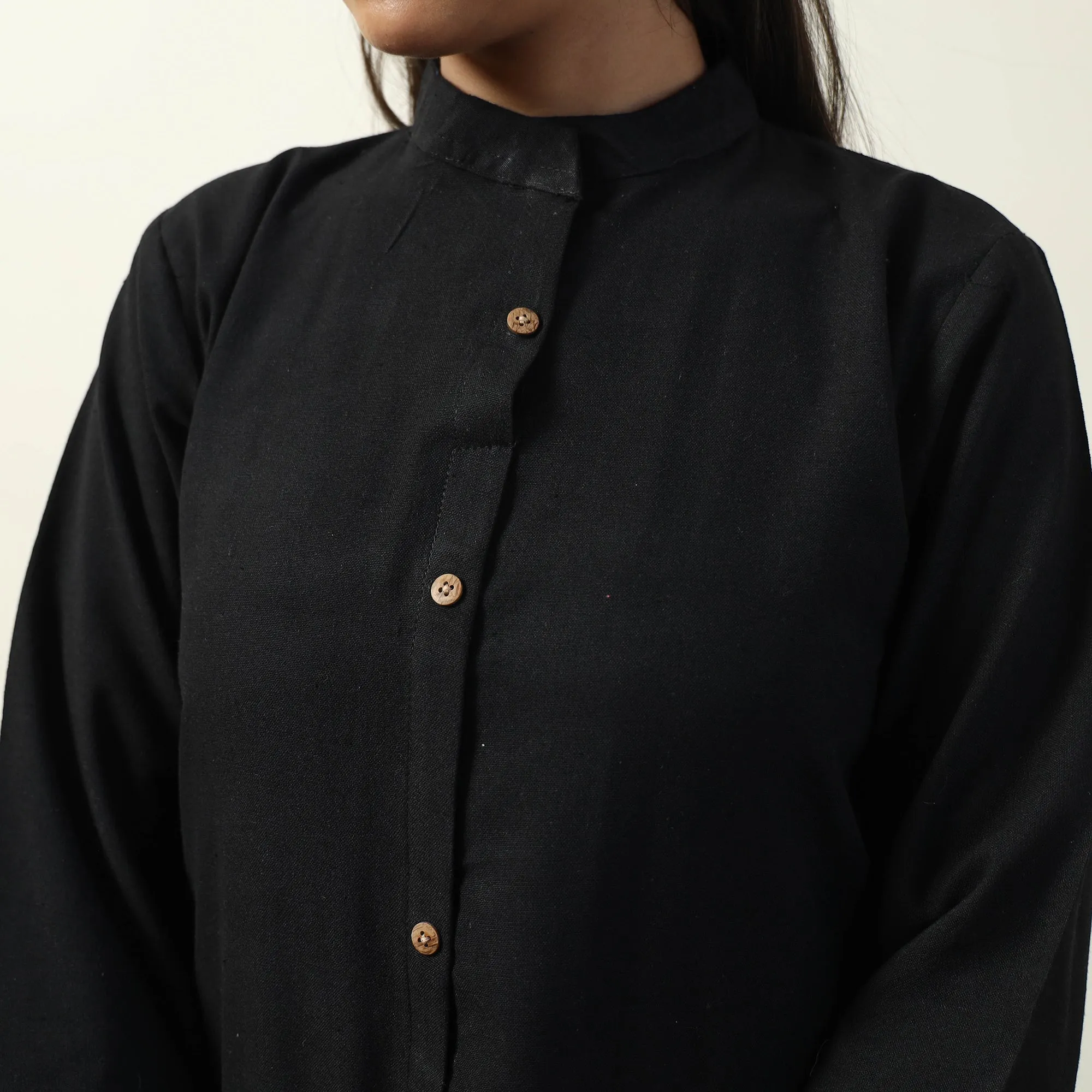 Black - Jhiri Handloom Cotton Straight Long Kurta sold by Itokri product image thumbnail 5