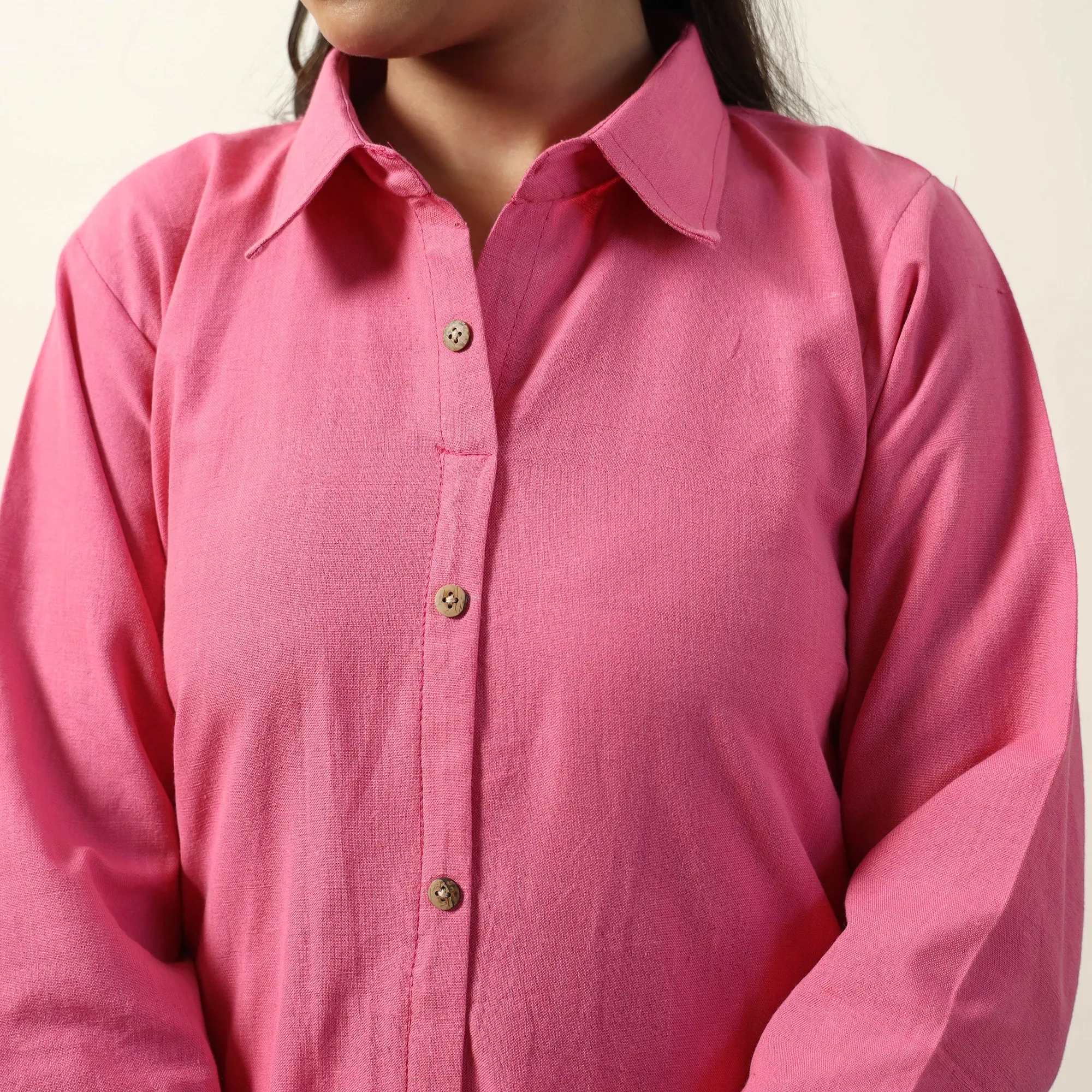Pink - Jhiri Handloom Cotton A-Line Long Kurta sold by Itokri product image thumbnail 5