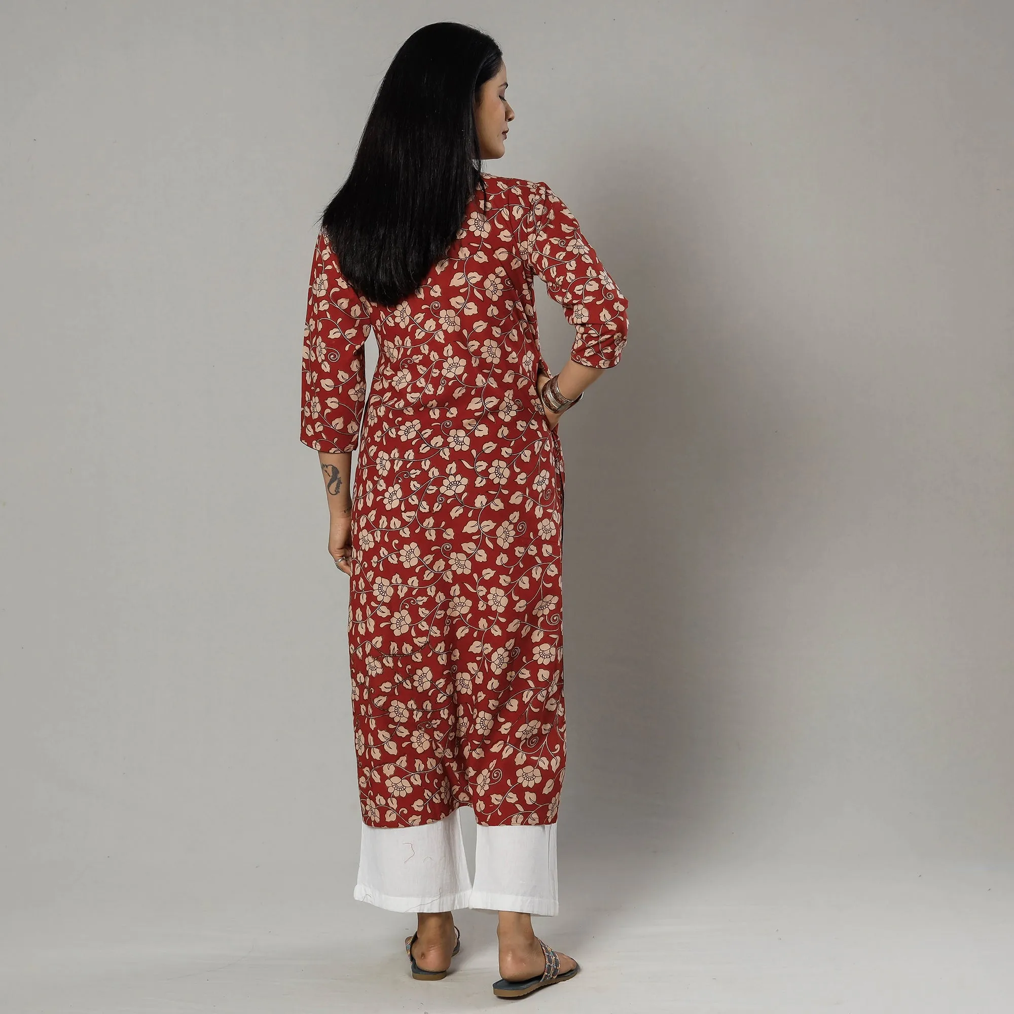 Indian Red Kalamkari Printed Cotton Kurti sold by Itokri product image thumbnail 4
