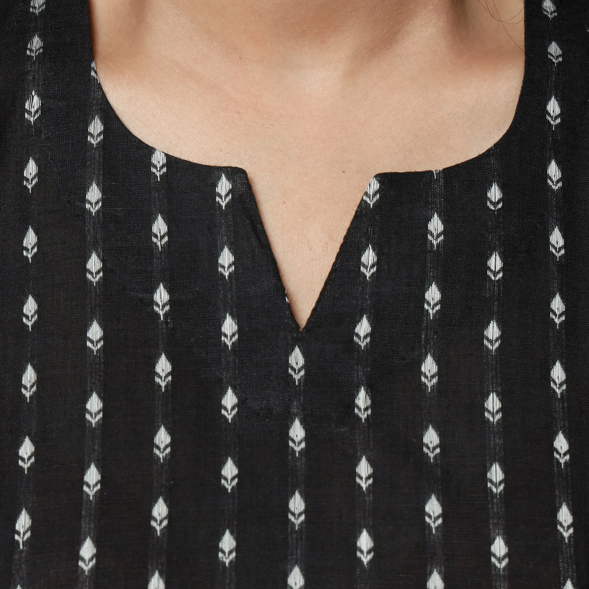 Black - Jacquard Cotton Long Straight Kurta sold by Itokri product image thumbnail 3