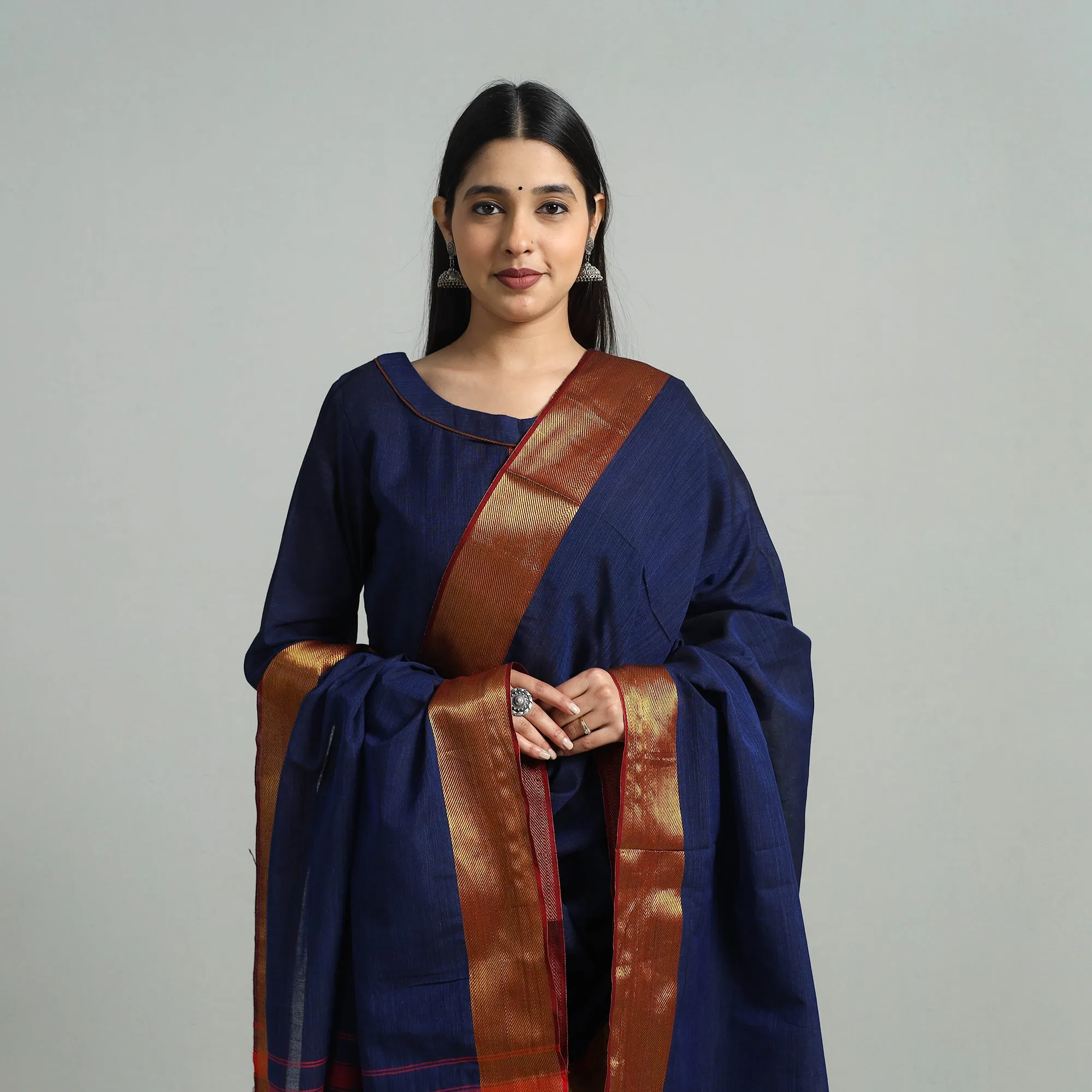 Blue - Cotton Dharwad Kurta Set with Palazzo & Dupatta 11 sold by Itokri product image thumbnail 3
