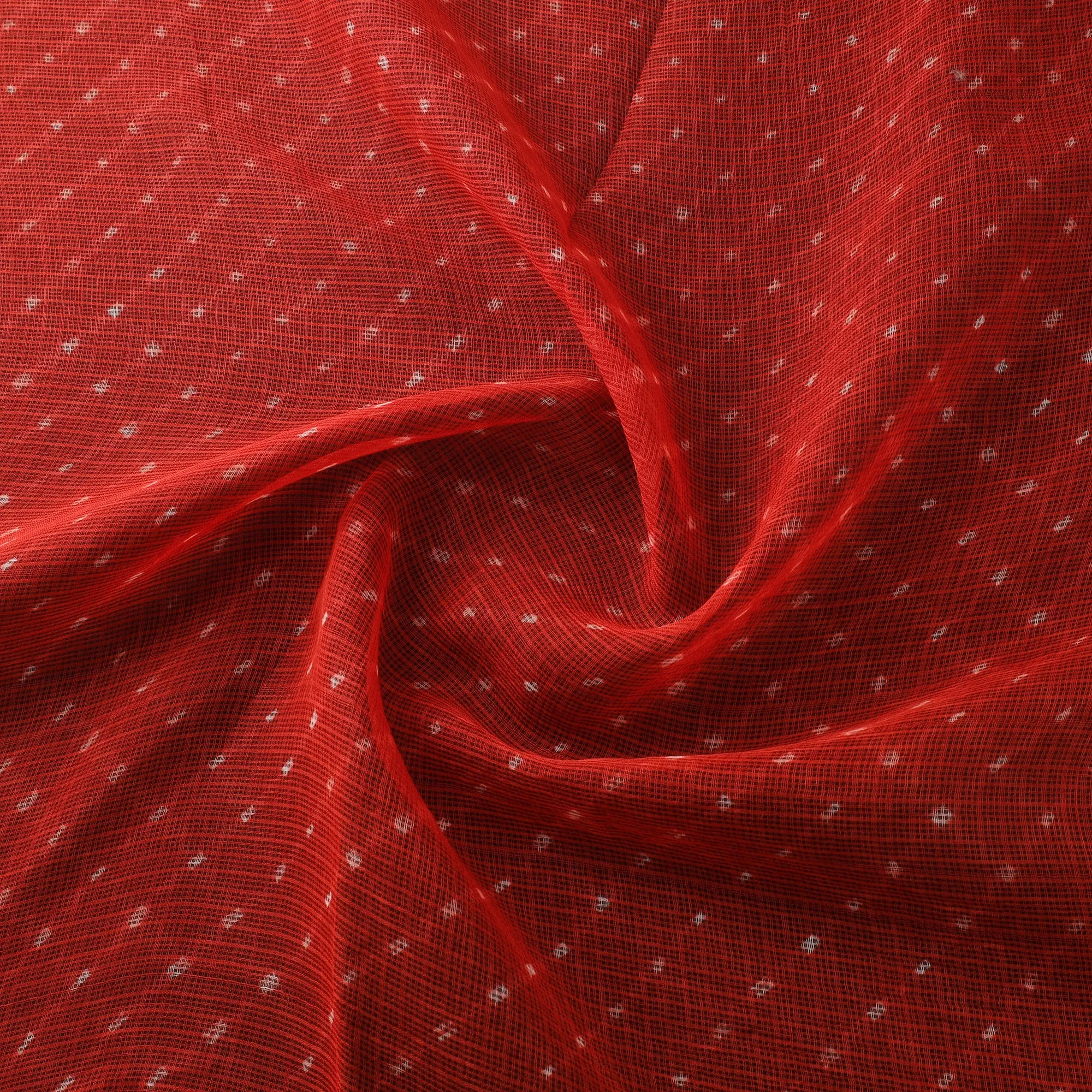 Red - Leheriya Tie-Dye Kota Doria Cotton Fabric 03 sold by Itokri product image thumbnail 3