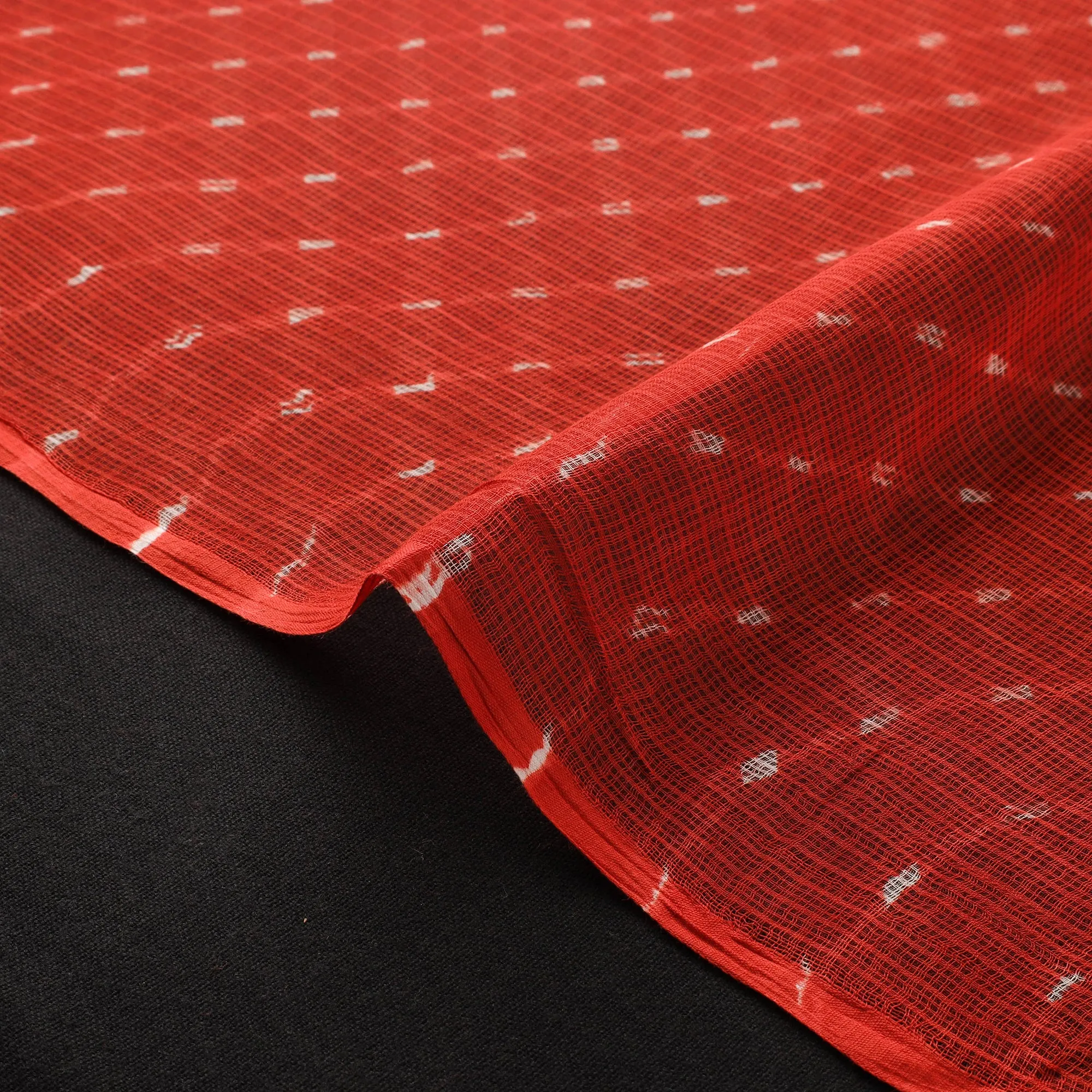 Red - Leheriya Tie-Dye Kota Doria Cotton Fabric 03 sold by Itokri product image thumbnail 4