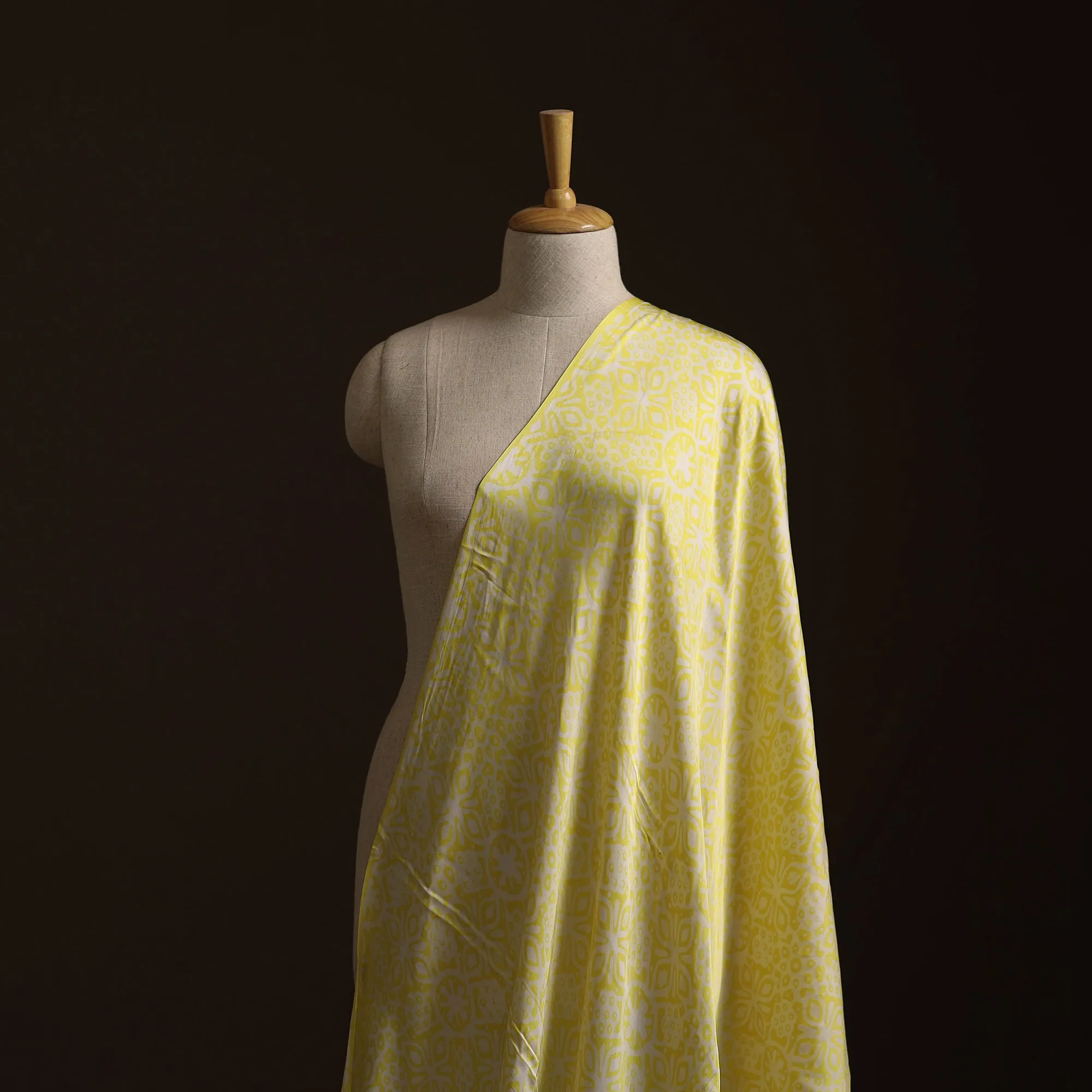 Yellow - Kutch Hand Block Batik Print Modal Silk Fabric 09 sold by Itokri product image thumbnail 2