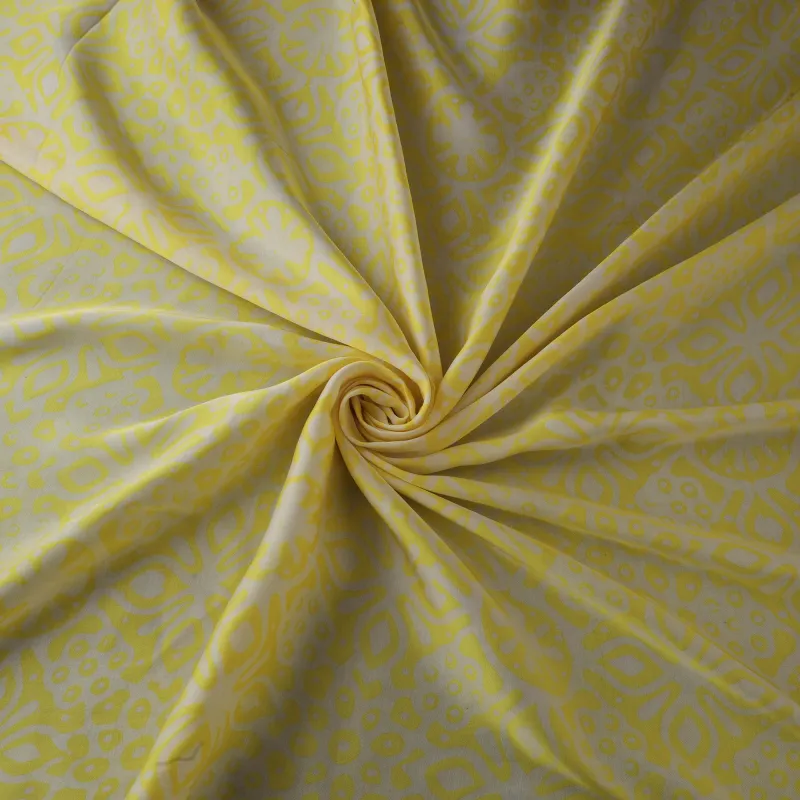 Yellow - Kutch Hand Block Batik Print Modal Silk Fabric 09 made by Itokri