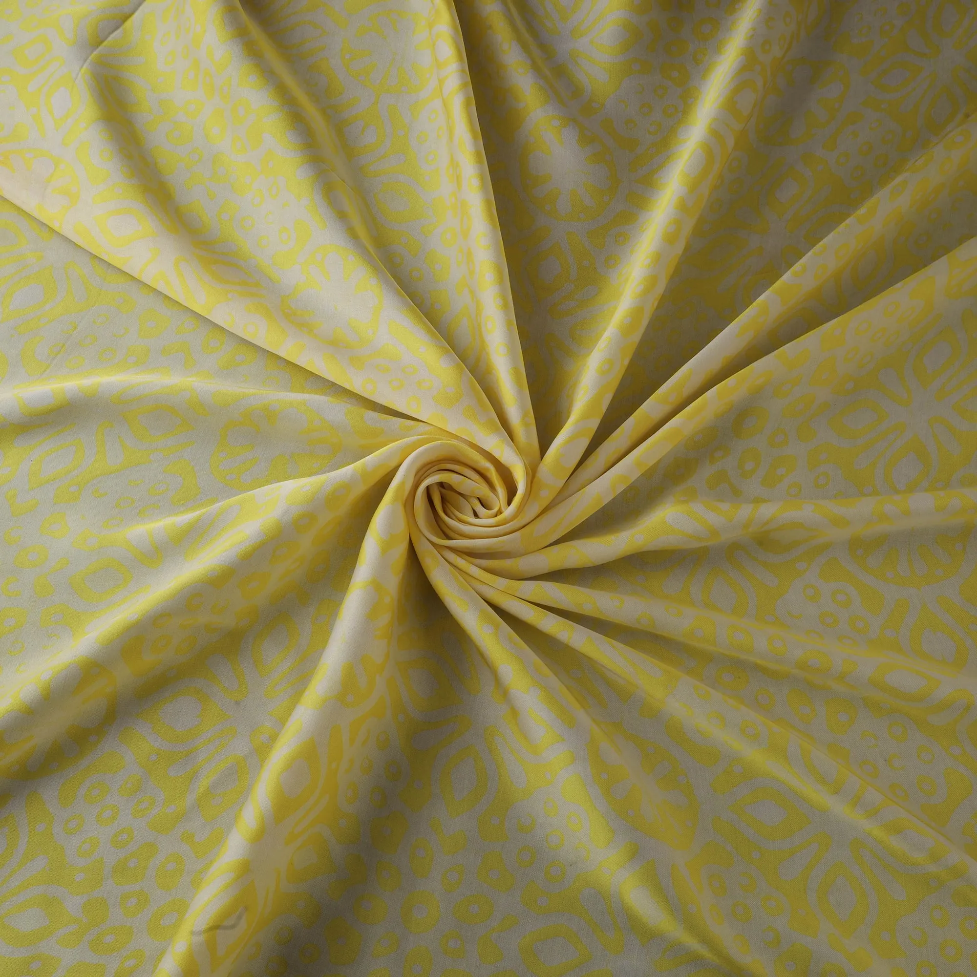 Yellow - Kutch Hand Block Batik Print Modal Silk Fabric 09 sold by Itokri