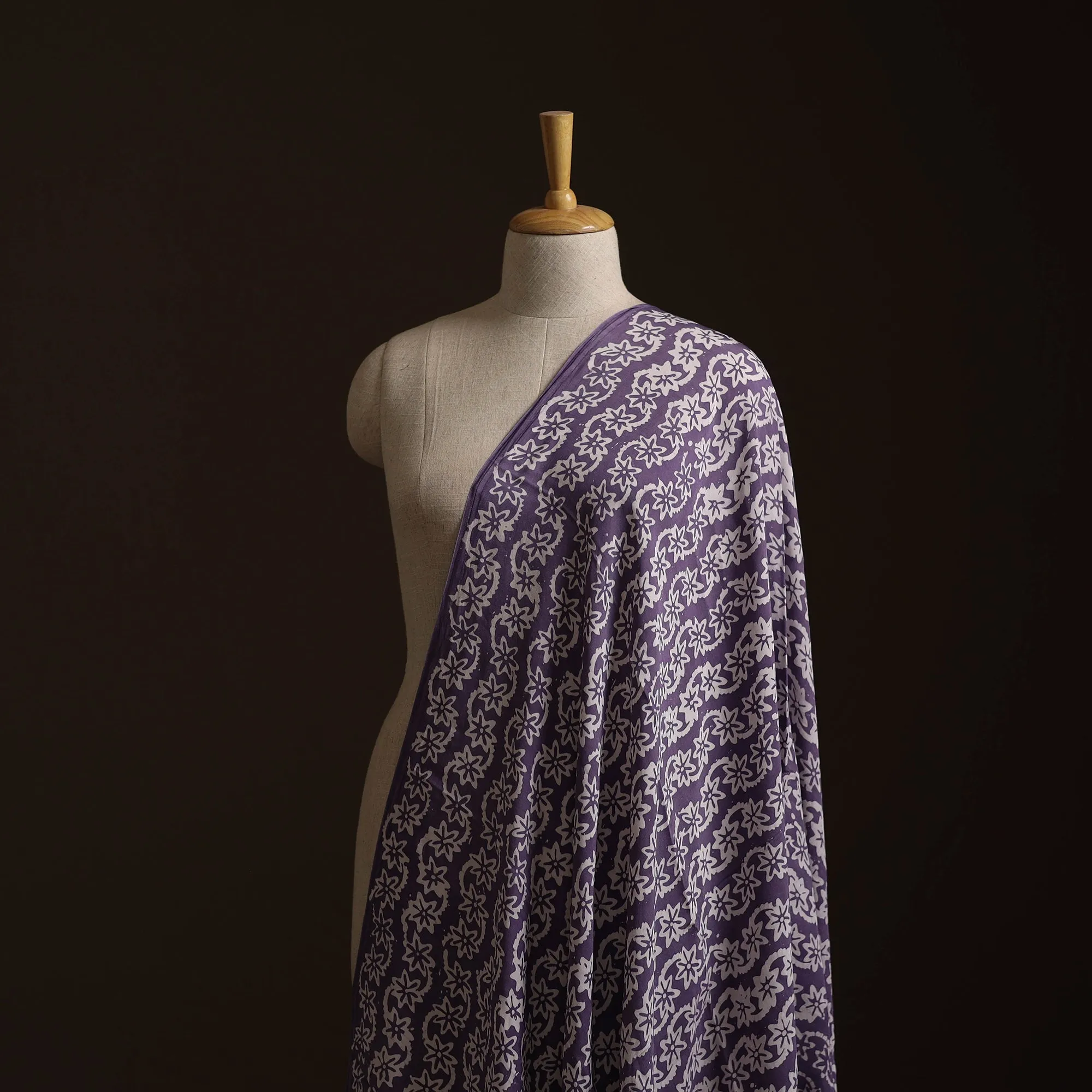 Purple - Kutch Hand Block Batik Print Modal Silk Fabric 03 sold by Itokri product image thumbnail 2