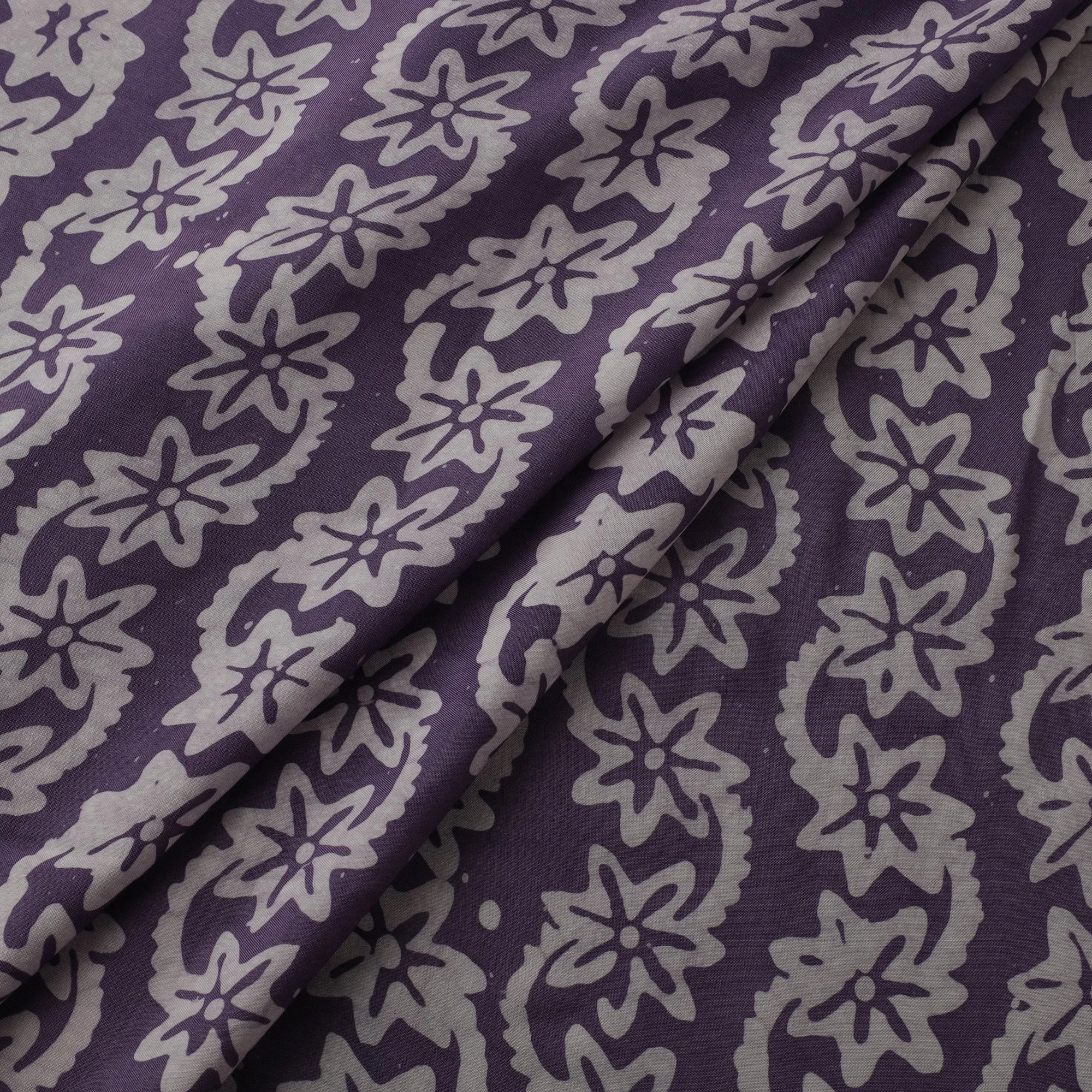 Purple - Kutch Hand Block Batik Print Modal Silk Fabric 03 sold by Itokri product image thumbnail 4