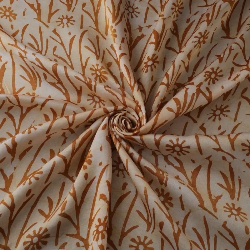 Orange - Kutch Hand Block Batik Print Modal Silk Fabric 02 made by Itokri