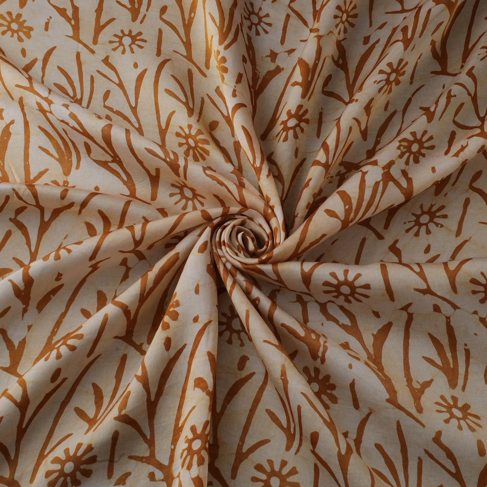 Orange - Kutch Hand Block Batik Print Modal Silk Fabric 02 sold by Itokri