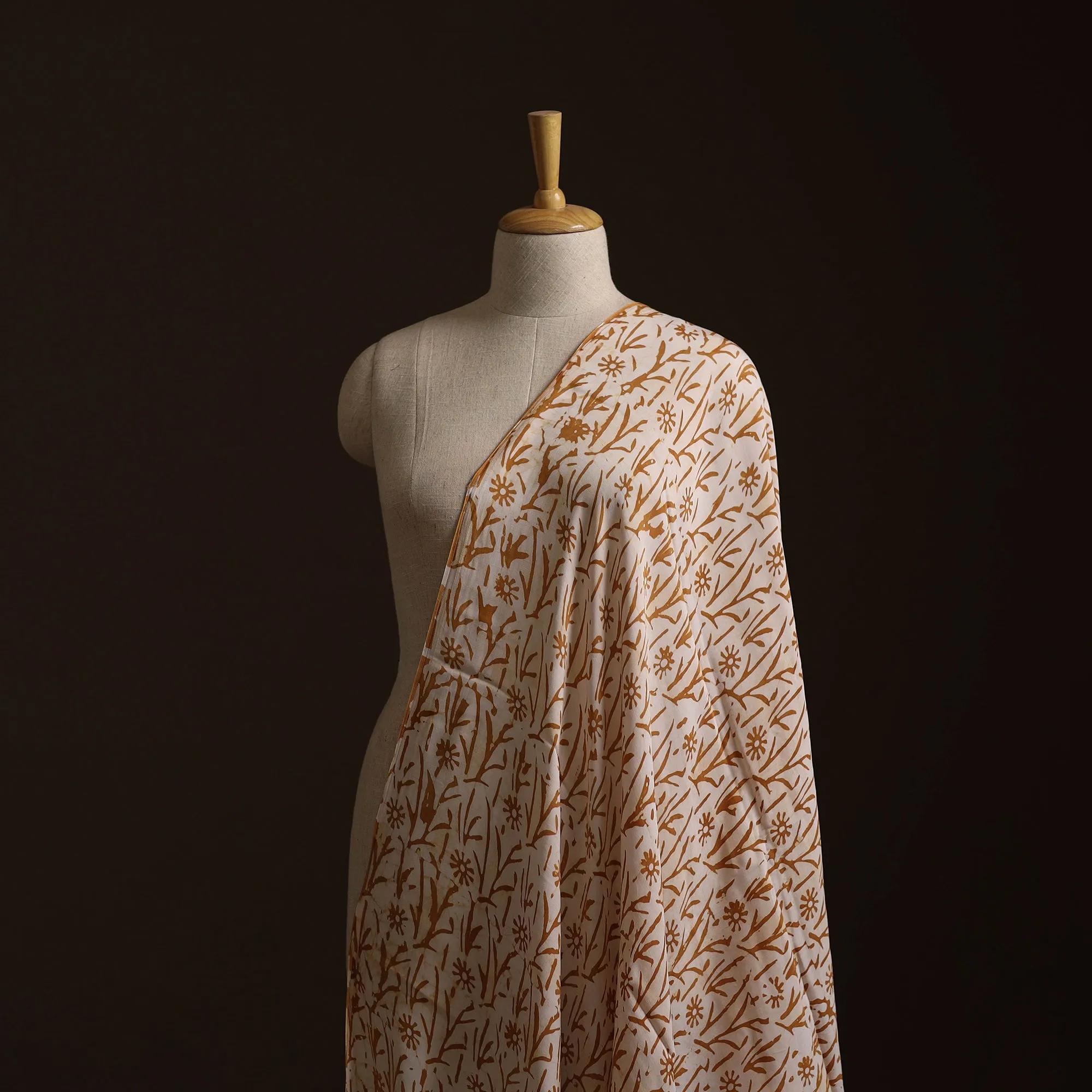 Orange - Kutch Hand Block Batik Print Modal Silk Fabric 02 sold by Itokri product image thumbnail 2