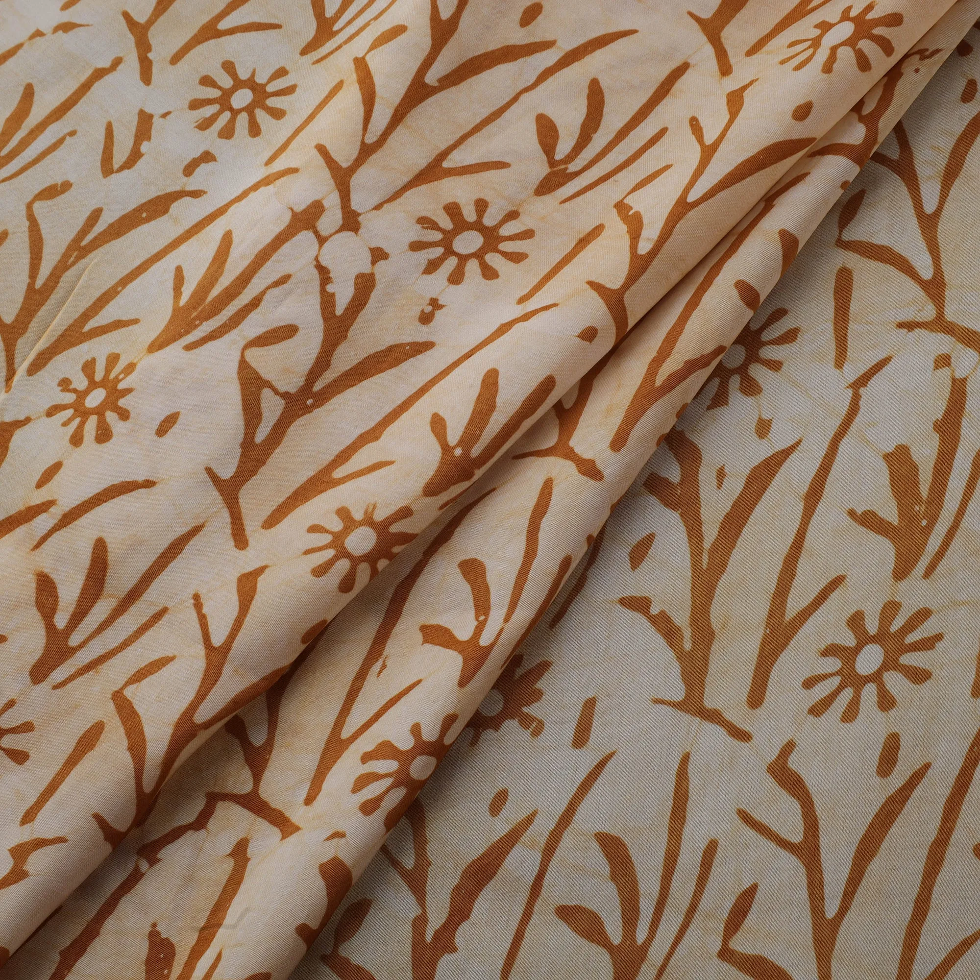 Orange - Kutch Hand Block Batik Print Modal Silk Fabric 02 sold by Itokri product image thumbnail 3