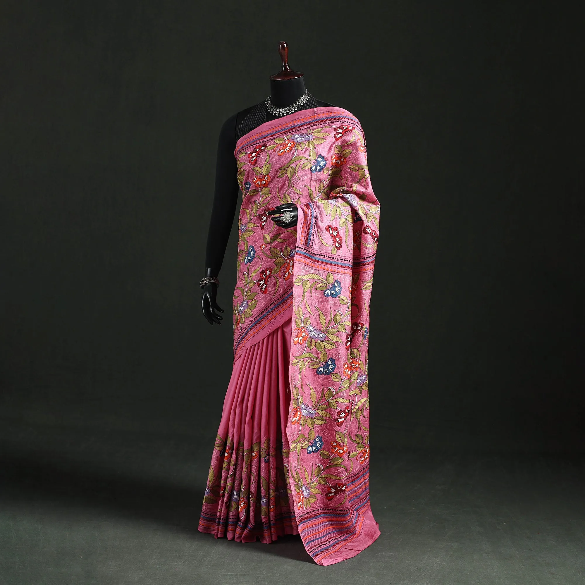 Bengal Kantha Heavy Hand Embroidered Pure Silk Saree 07 sold by Itokri
