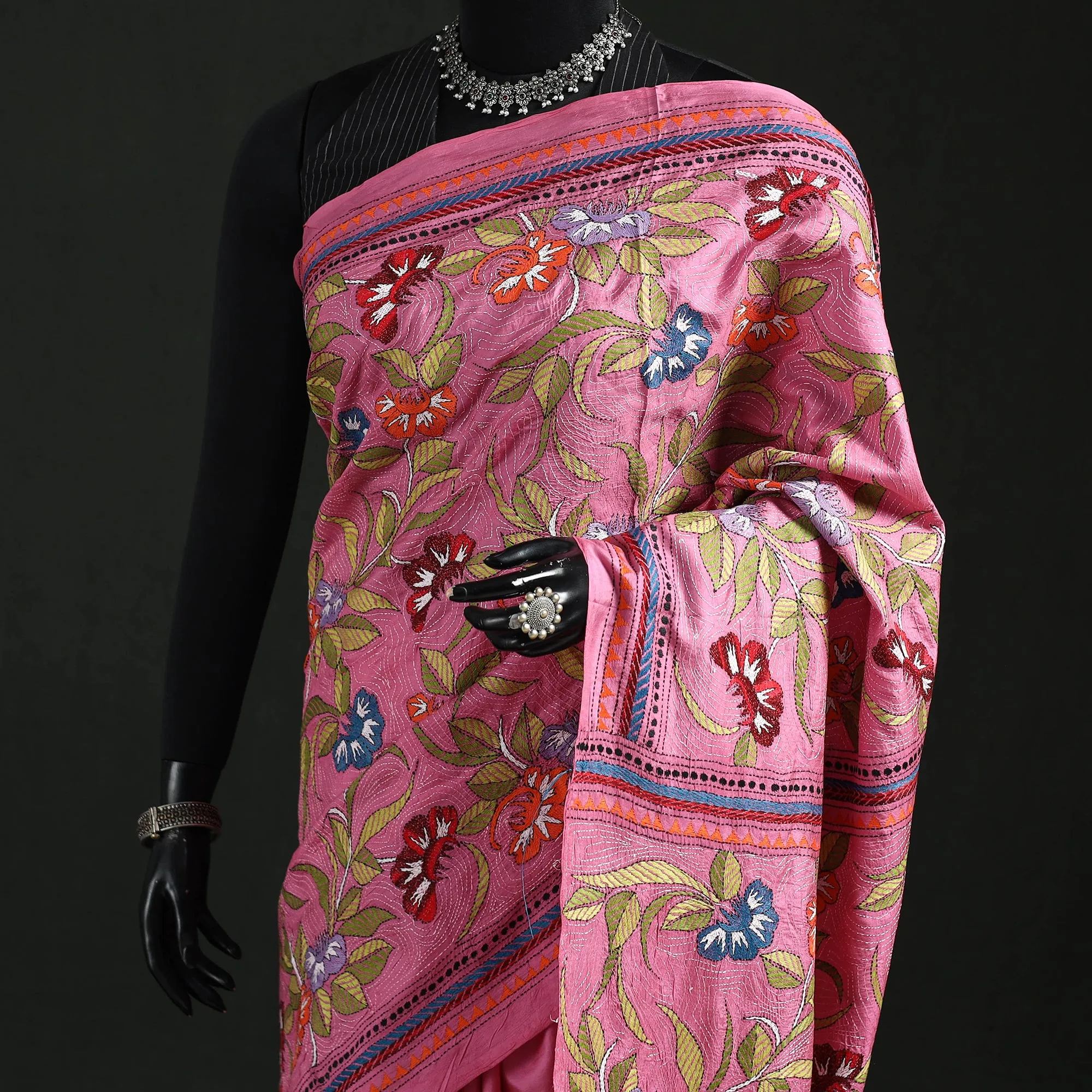 Bengal Kantha Heavy Hand Embroidered Pure Silk Saree 07 sold by Itokri product image thumbnail 2