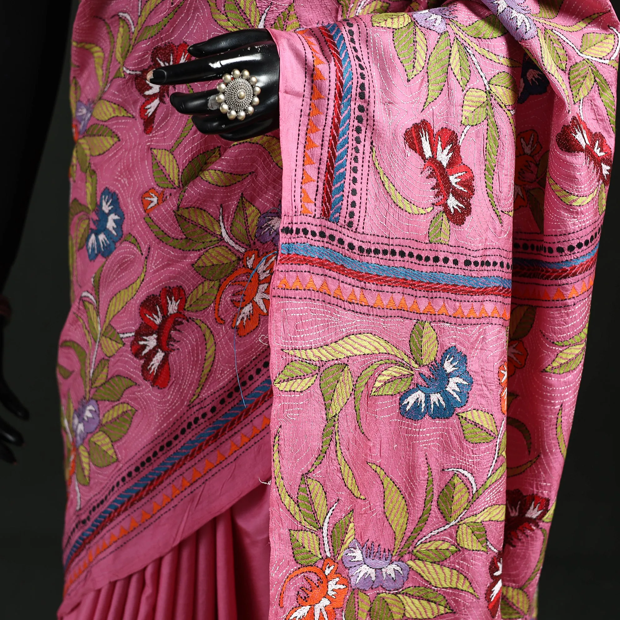 Bengal Kantha Heavy Hand Embroidered Pure Silk Saree 07 sold by Itokri product image thumbnail 3
