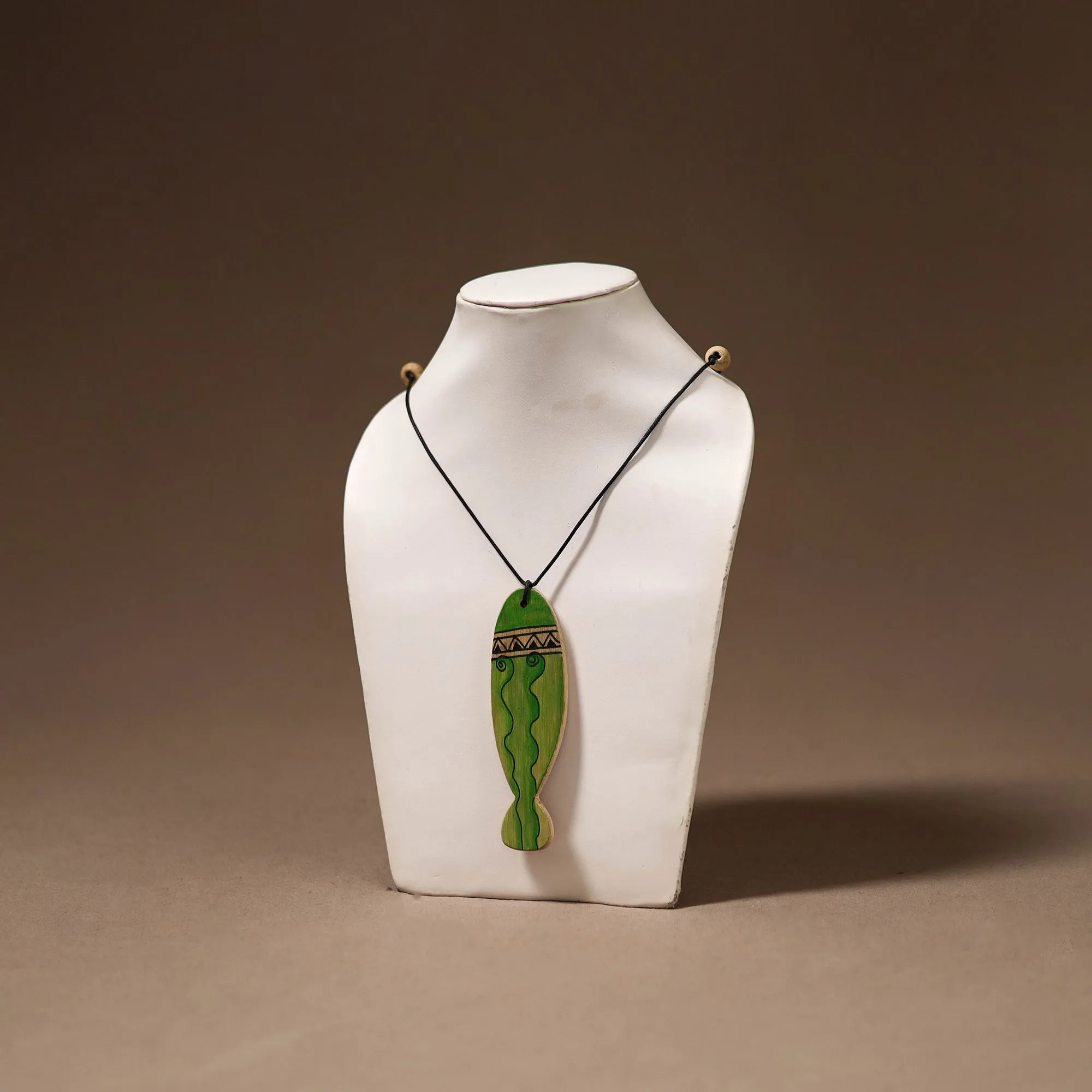 Kerala Mural Handpainted Bamboo Fish Necklace 148 sold by Itokri