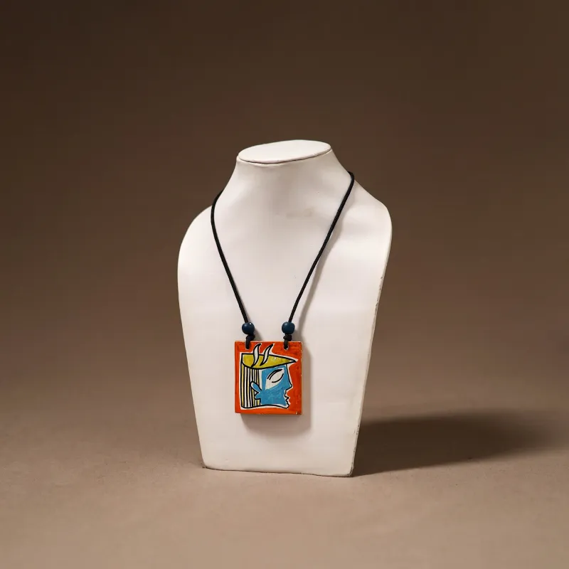 Kerala Mural Handpainted Bamboo Necklace 187 made by Itokri