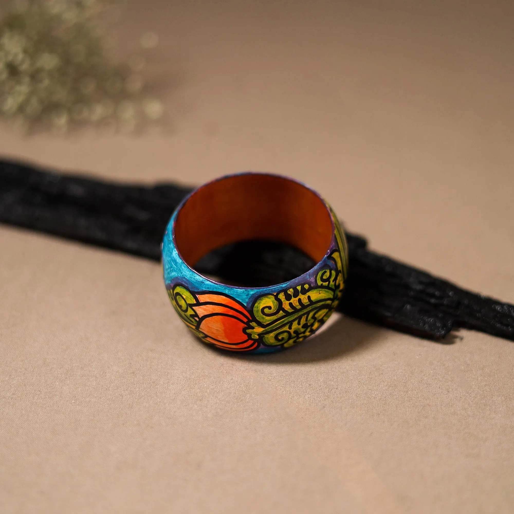 Kerala Mural Handpainted Wooden Bangle (Size - 2-6) 83 sold by Itokri