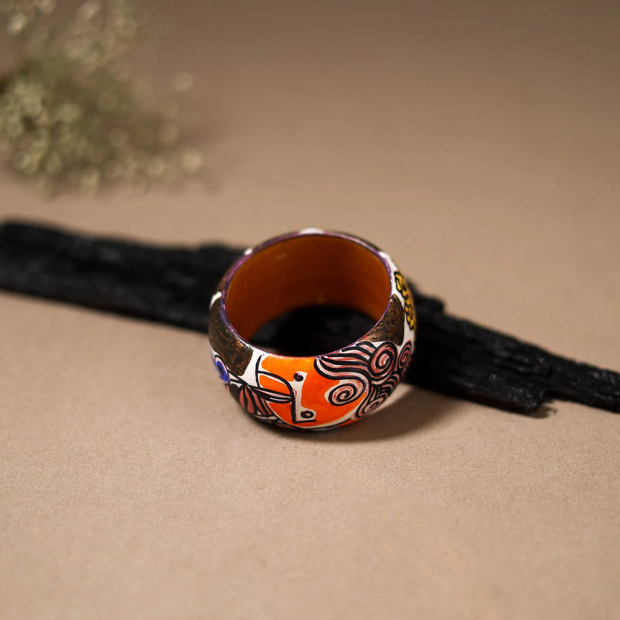 Kerala Mural Handpainted Wooden Bangle (Size - 2-4) 63 sold by Itokri
