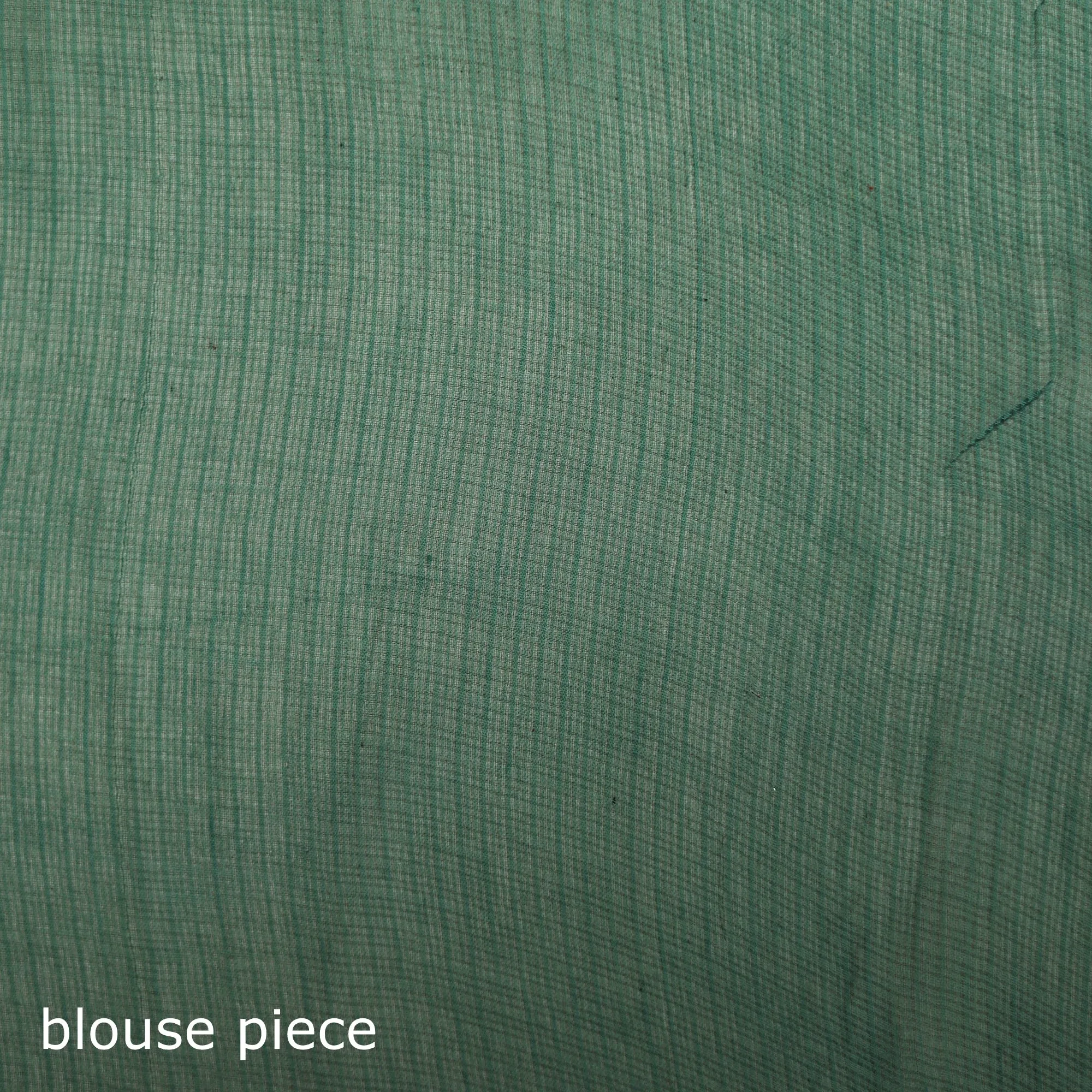Green - Nazaakat Kota Doria Cotton Plain Saree with Blouse & Jewellery Set 121 sold by Itokri product image thumbnail 5