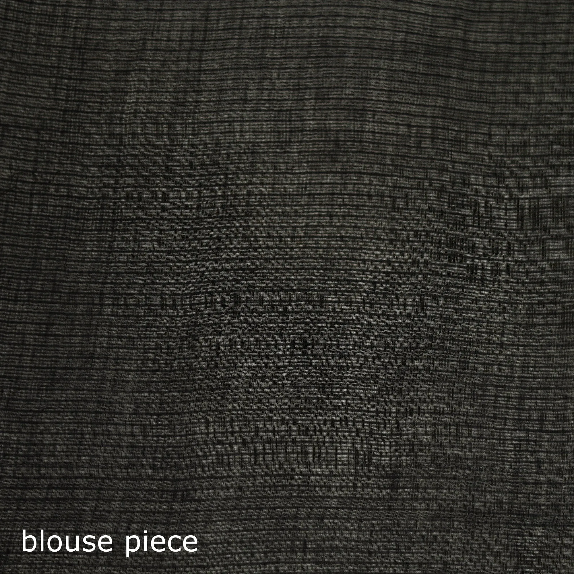 Black - Nazaakat Kota Doria Cotton Plain Saree with Blouse & Jewellery Set 130 sold by Itokri product image thumbnail 5